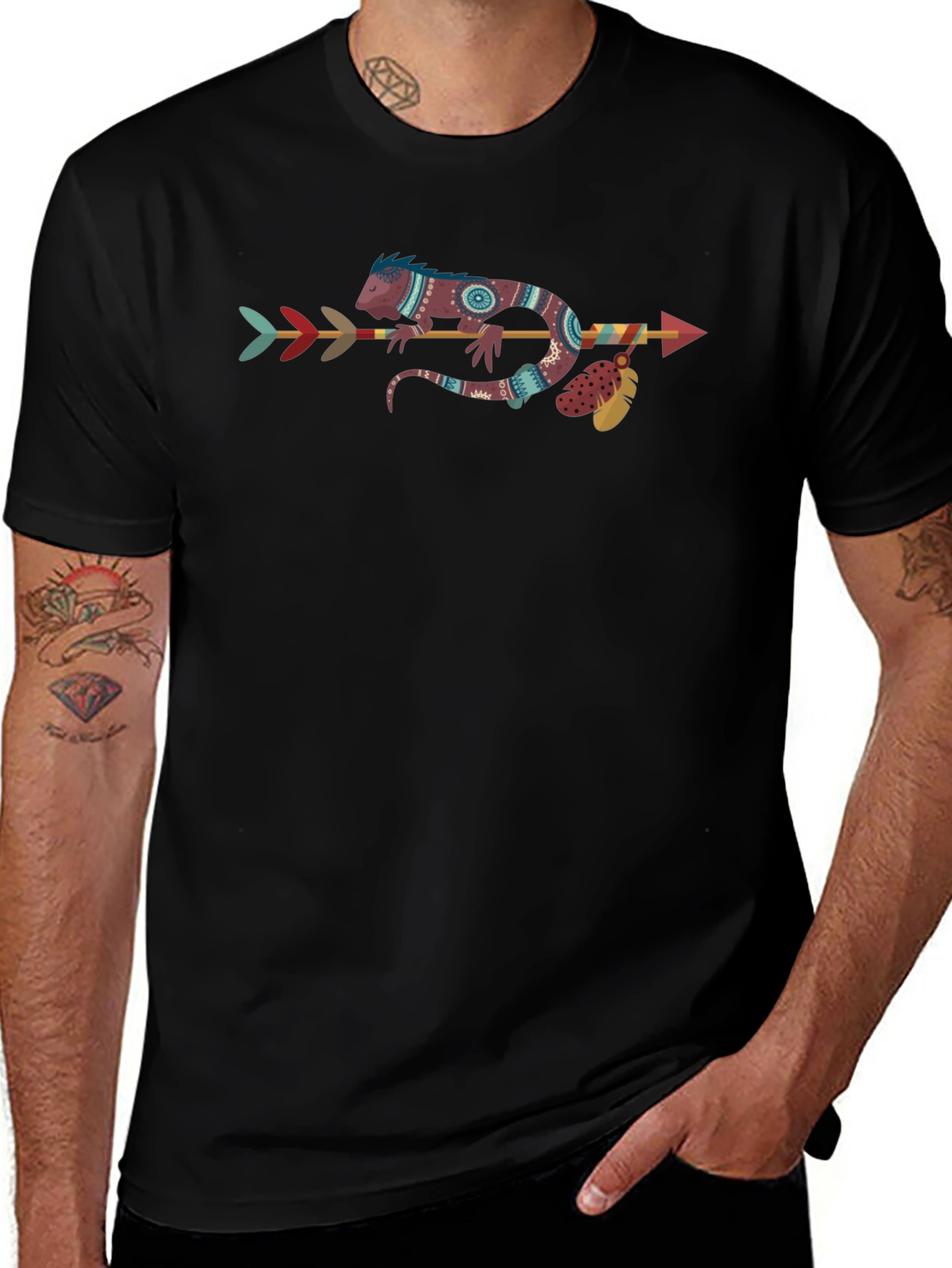 Tribal Lizard Arrow T-Shirt - Unique Graphic Tee