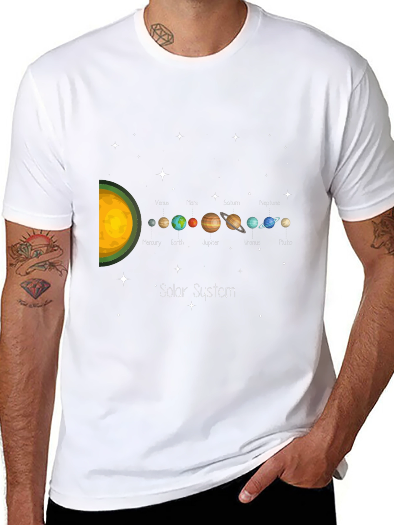 Solar System Planets Graphic Black T-Shirt
