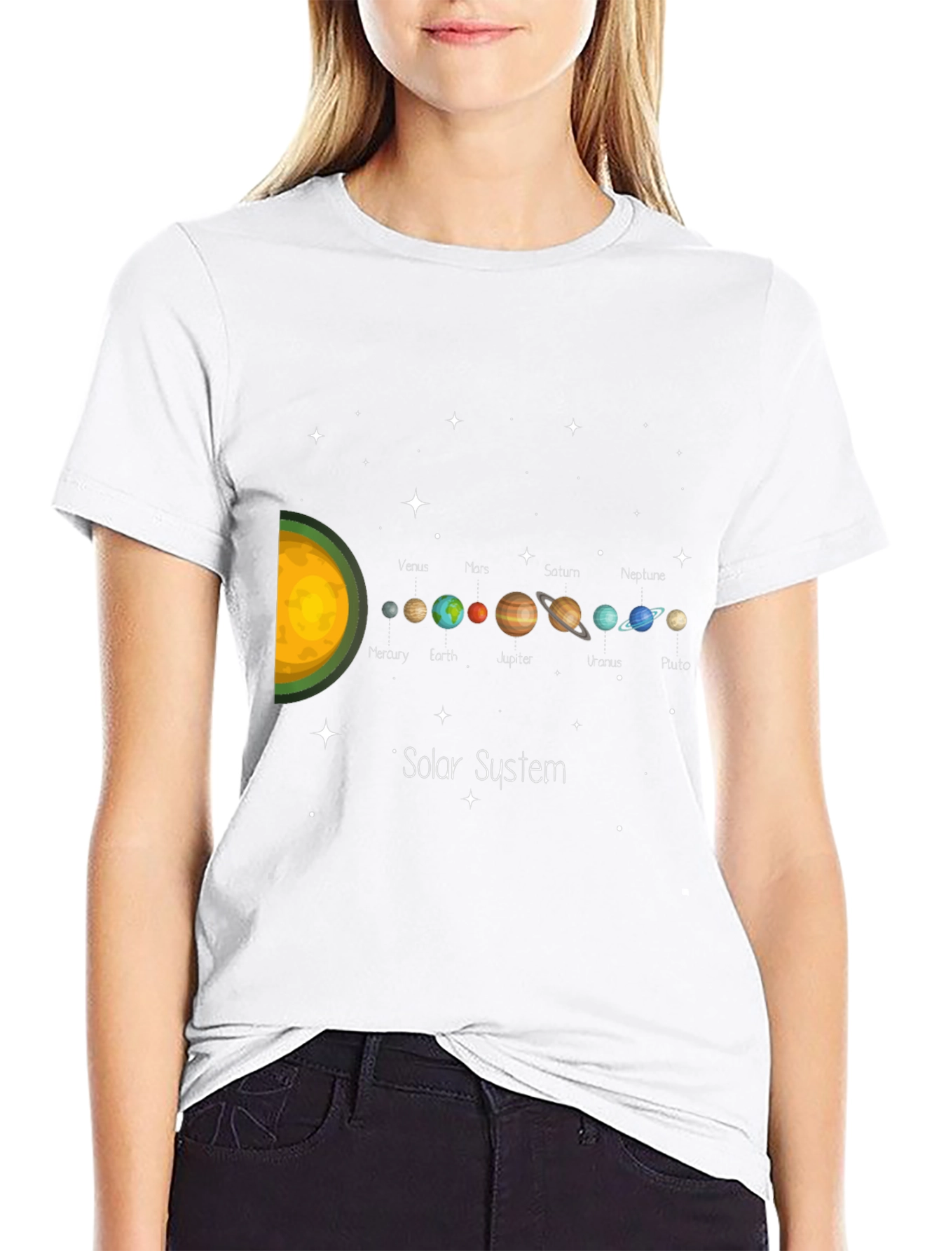 Solar System Planets Graphic Black T-Shirt