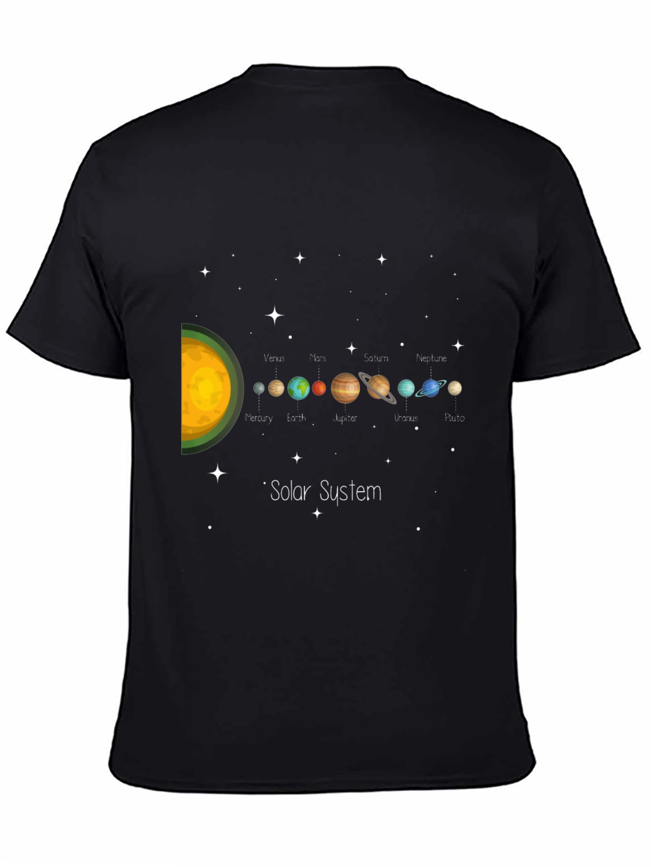 Solar System Planets Graphic Black T-Shirt
