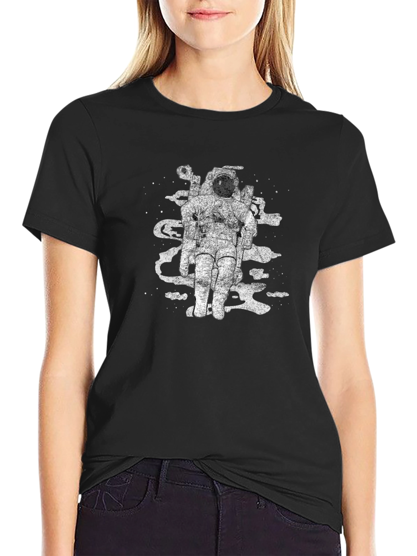 Astronaut Space Art Black T-Shirt