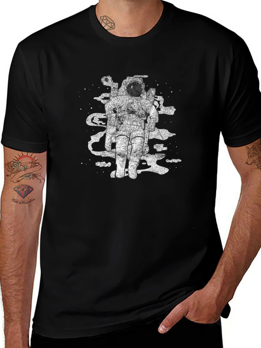 Astronaut Space Art Black T-Shirt