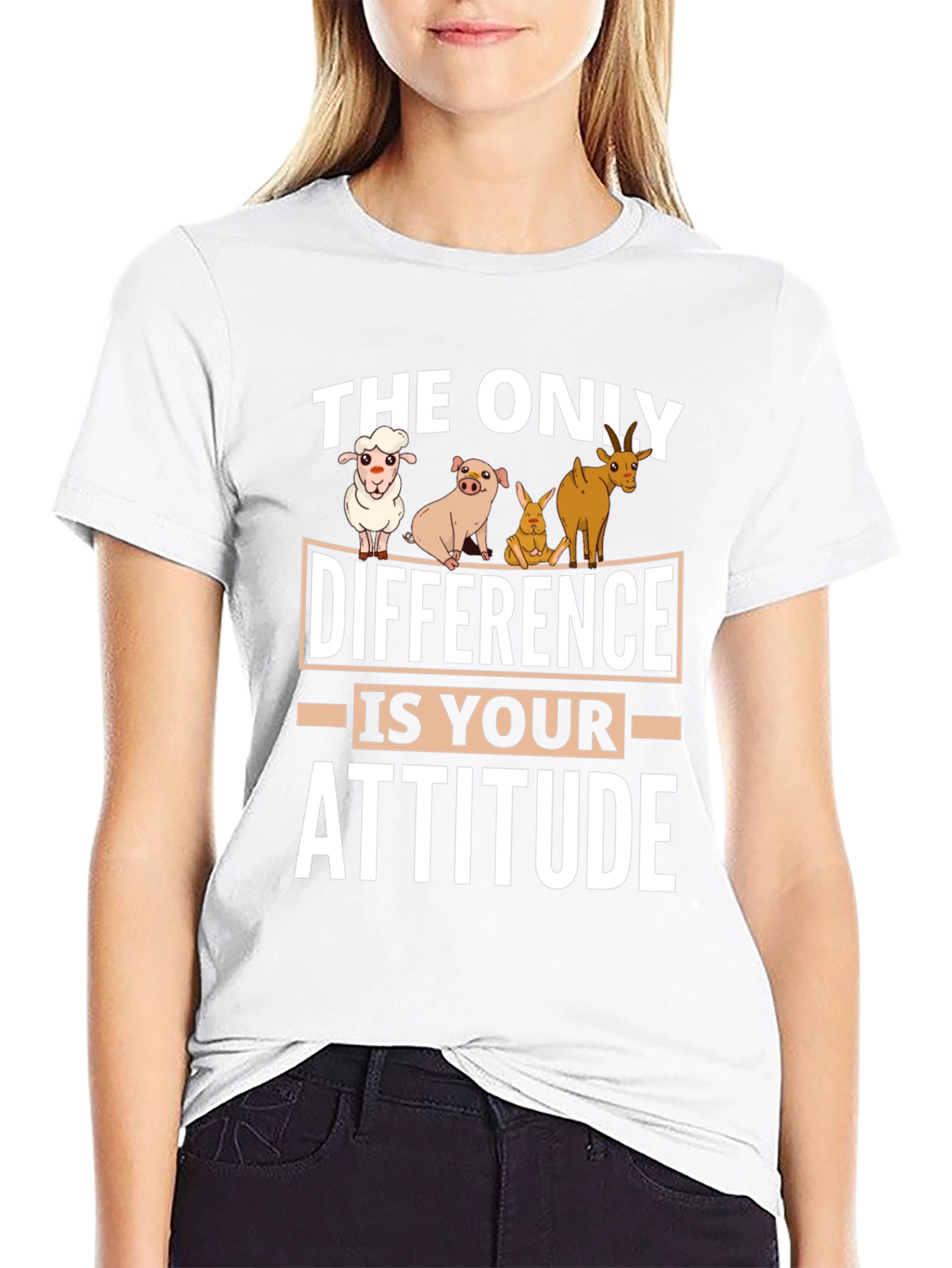 Attitude Vegan T-Shirt - Cute Animal Cartoon Tee