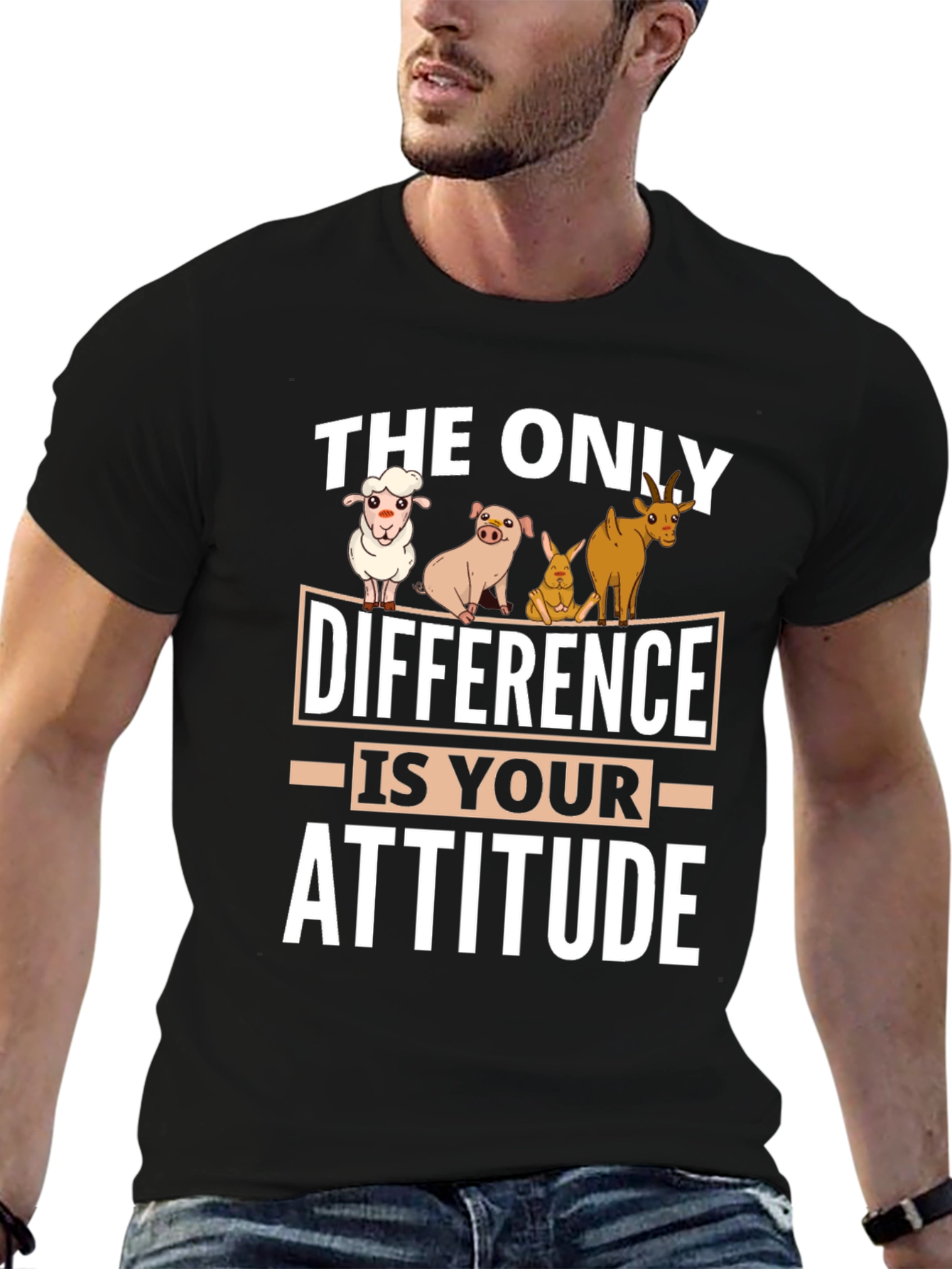 Attitude Vegan T-Shirt - Cute Animal Cartoon Tee