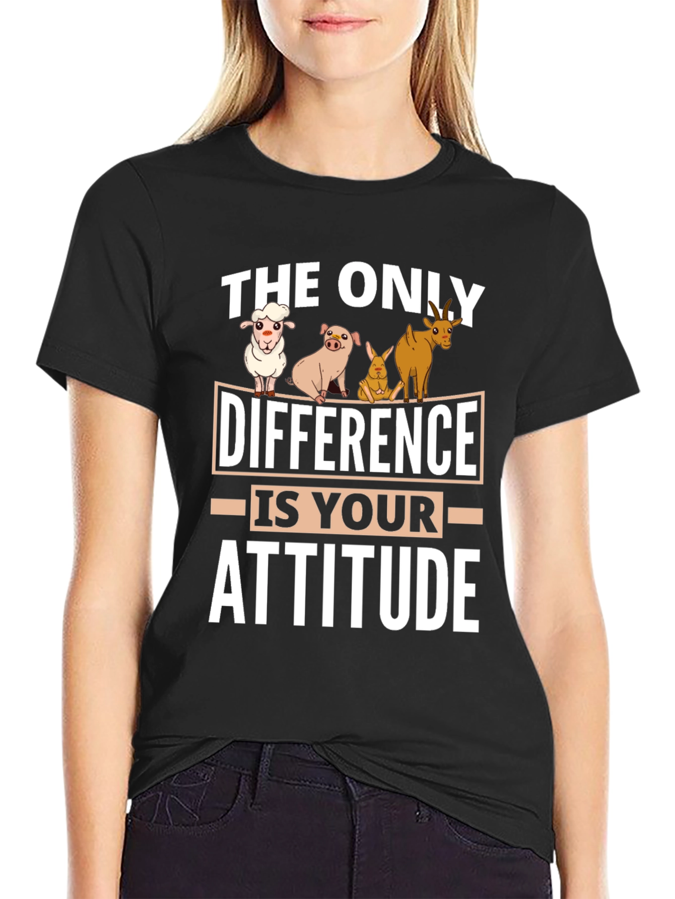 Attitude Vegan T-Shirt - Cute Animal Cartoon Tee