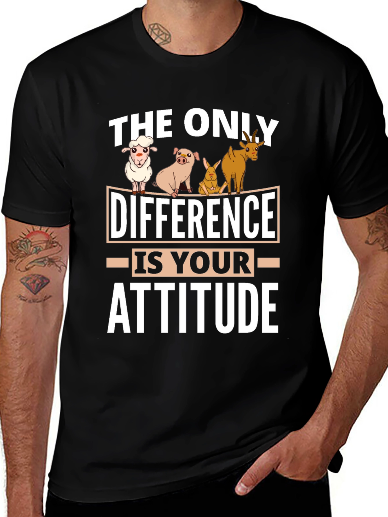 Attitude Vegan T-Shirt - Cute Animal Cartoon Tee