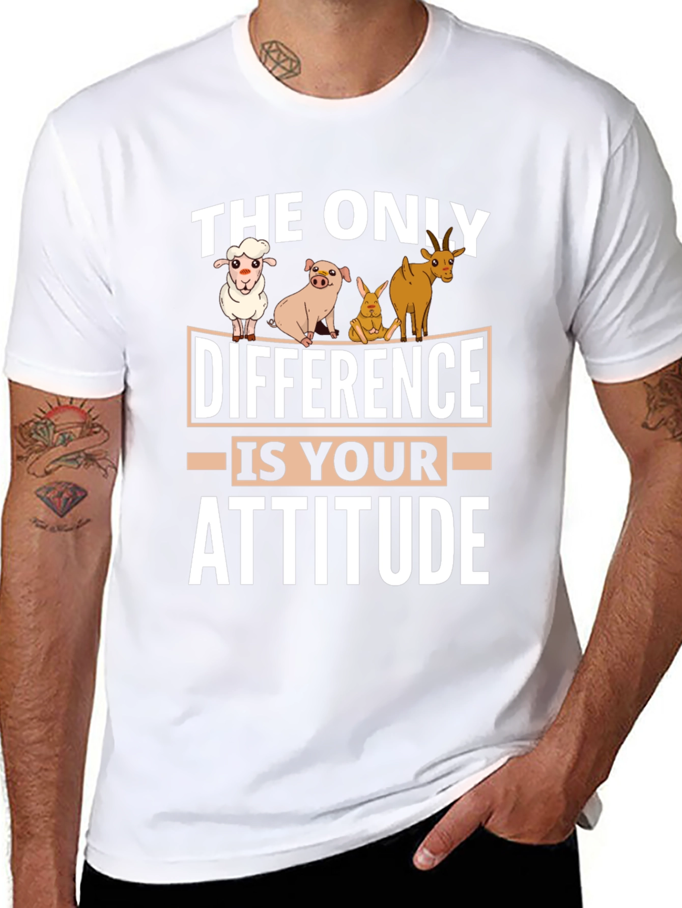 Attitude Vegan T-Shirt - Cute Animal Cartoon Tee