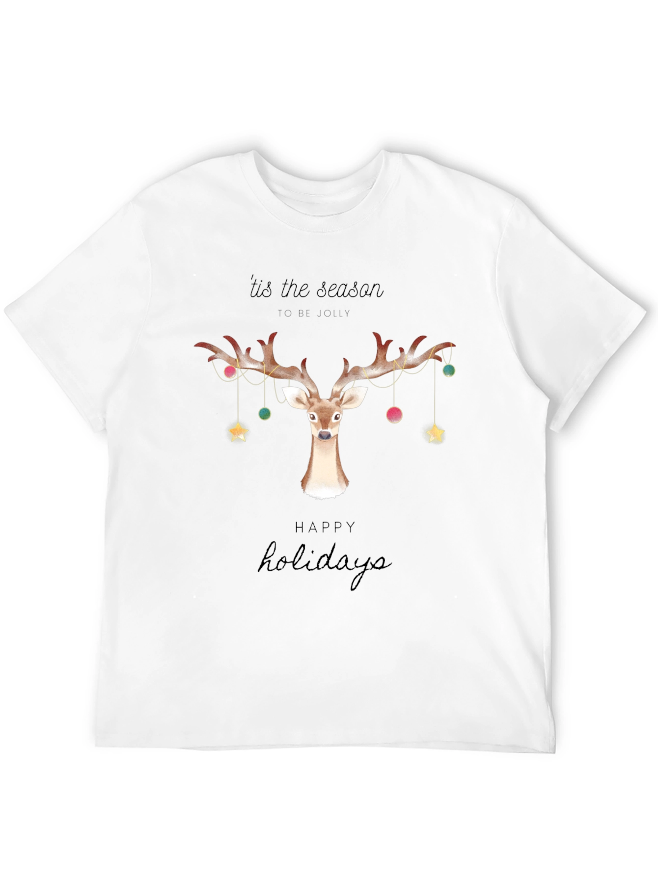Holiday Deer Graphic Tee - Tis the Season T-Shirt