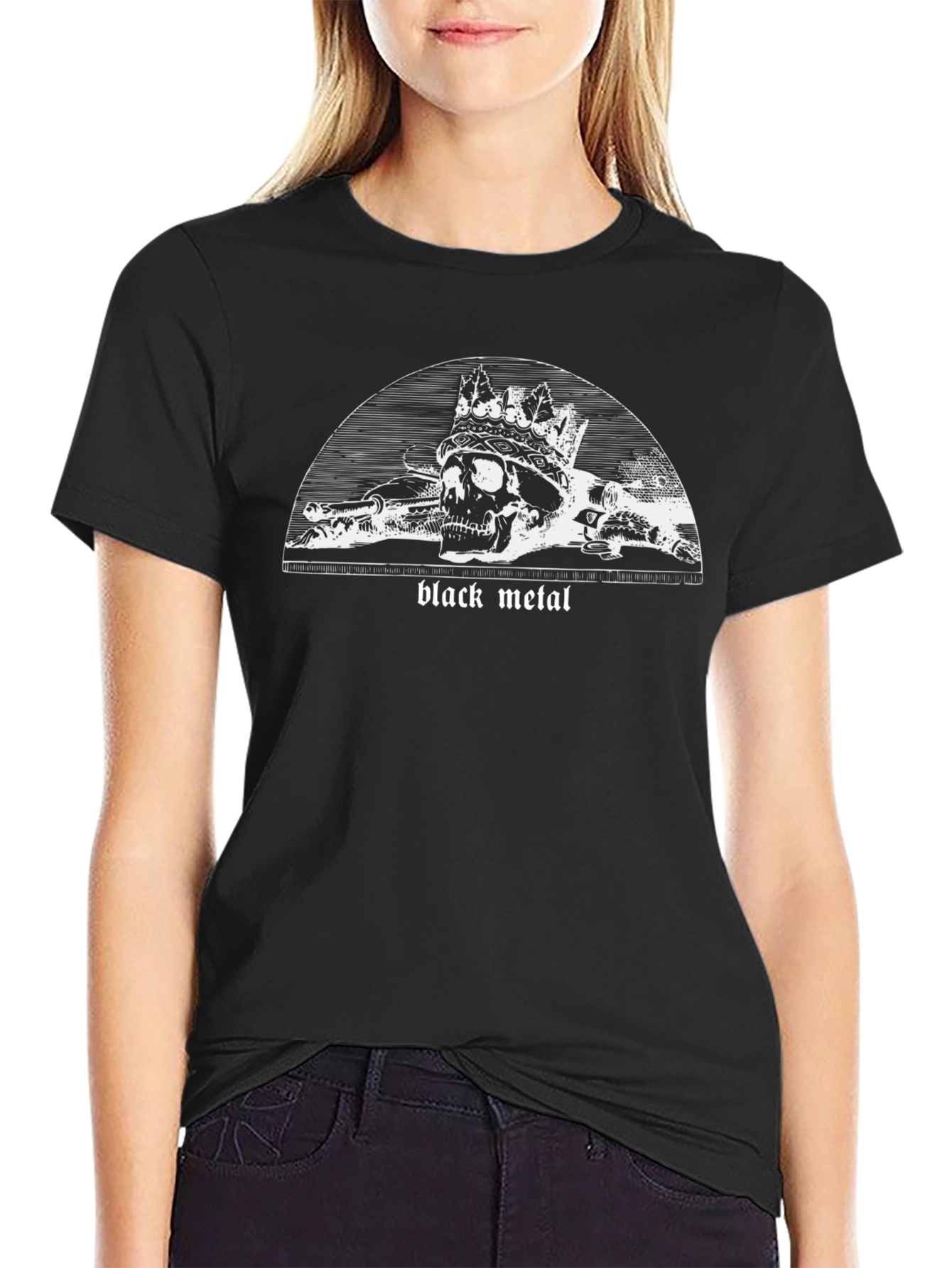 Black Metal Skull Crown T-Shirt