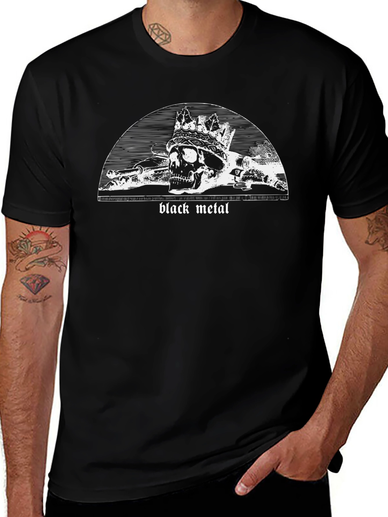 Black Metal Skull Crown T-Shirt