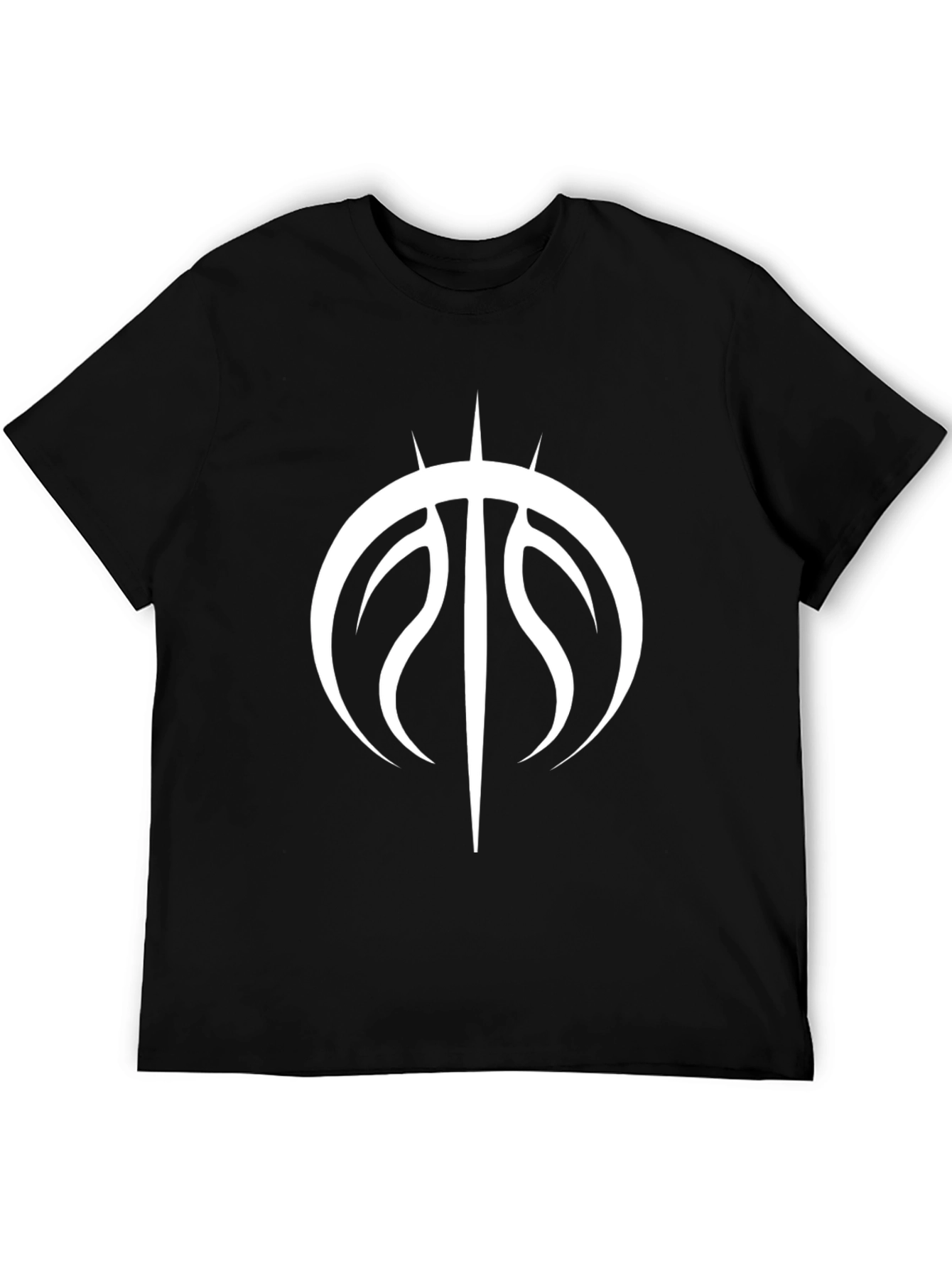 Mens Black T-Shirt with Unique White Graphic Print