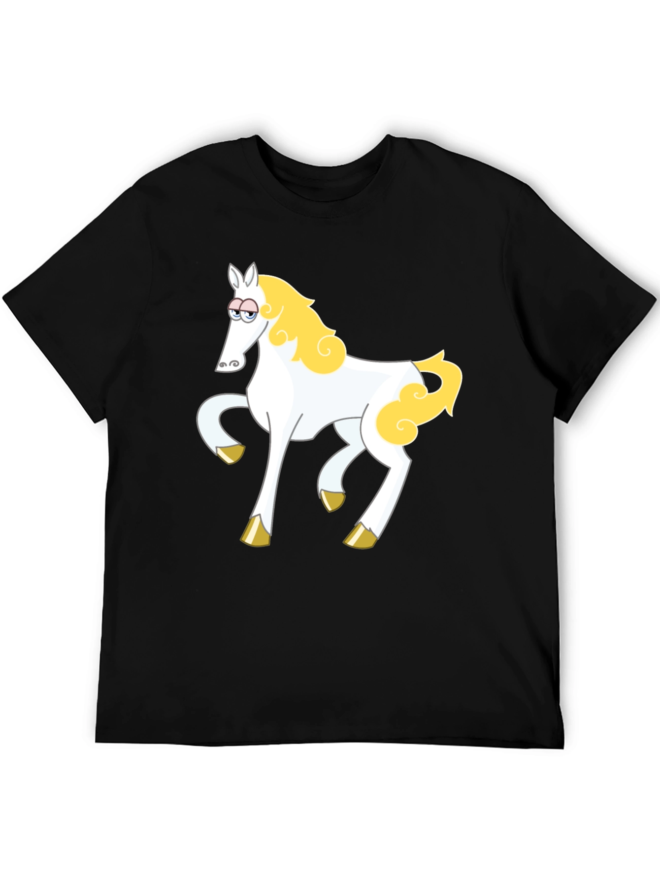 Cartoon Horse Graphic Tee - Black