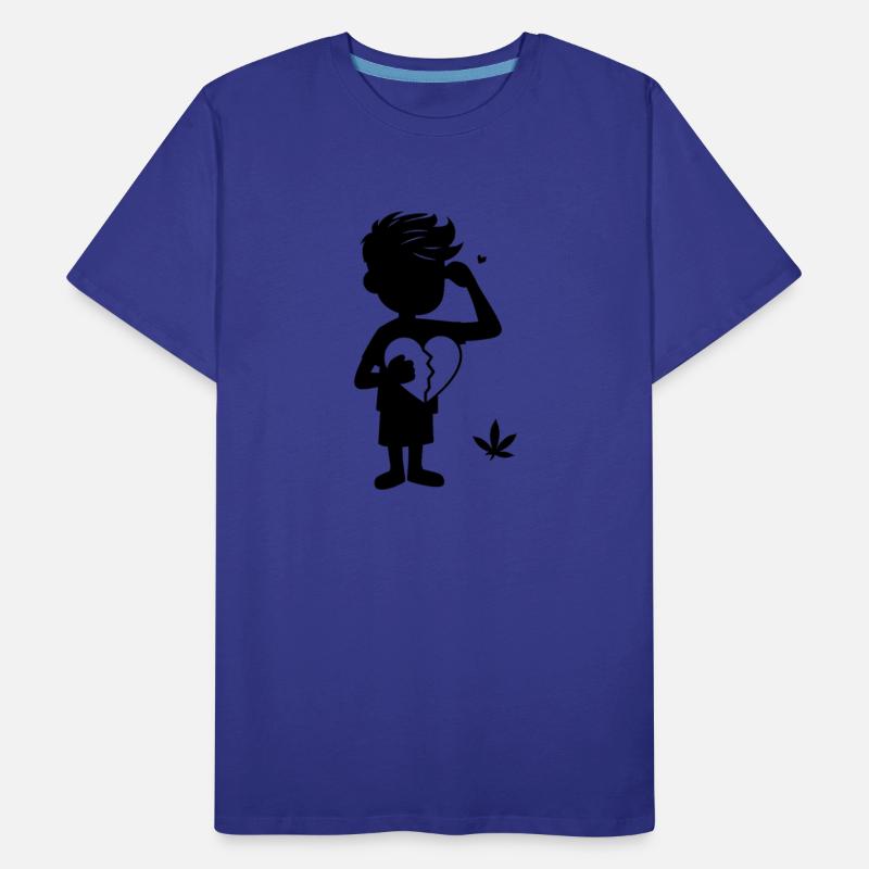 A silhouette of a boy holding a broken heart