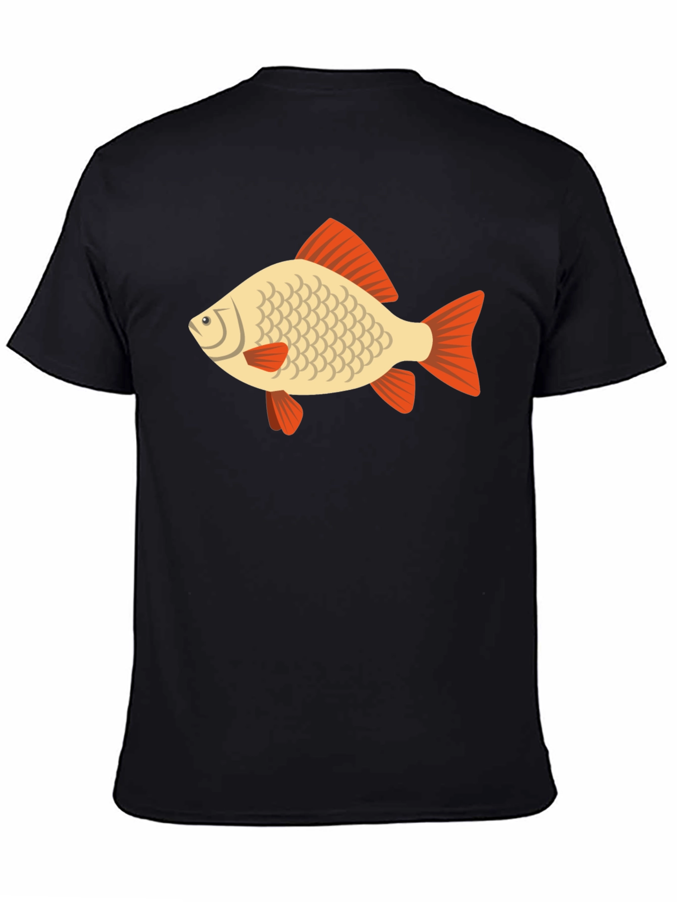 Fish Graphic Tee - Black Cotton Casual T-Shirt