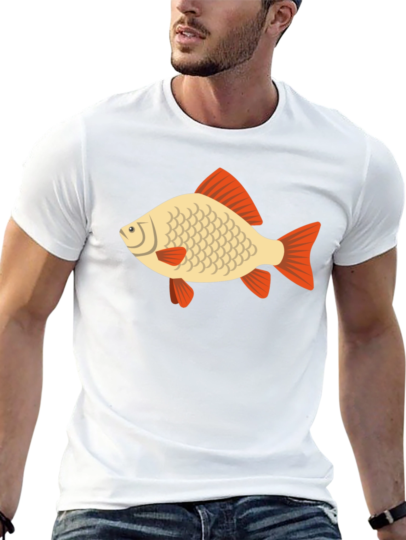 Fish Graphic Tee - Black Cotton Casual T-Shirt