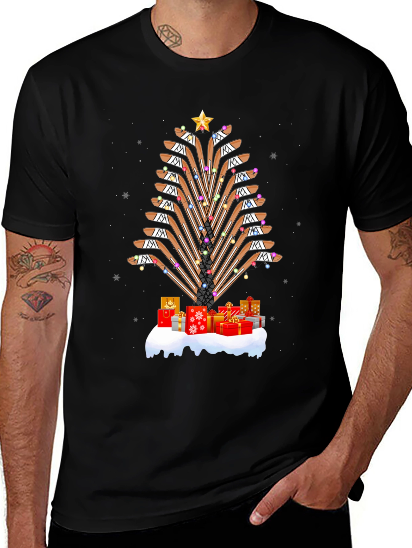 Hockey Sticks Christmas Tree T-Shirt