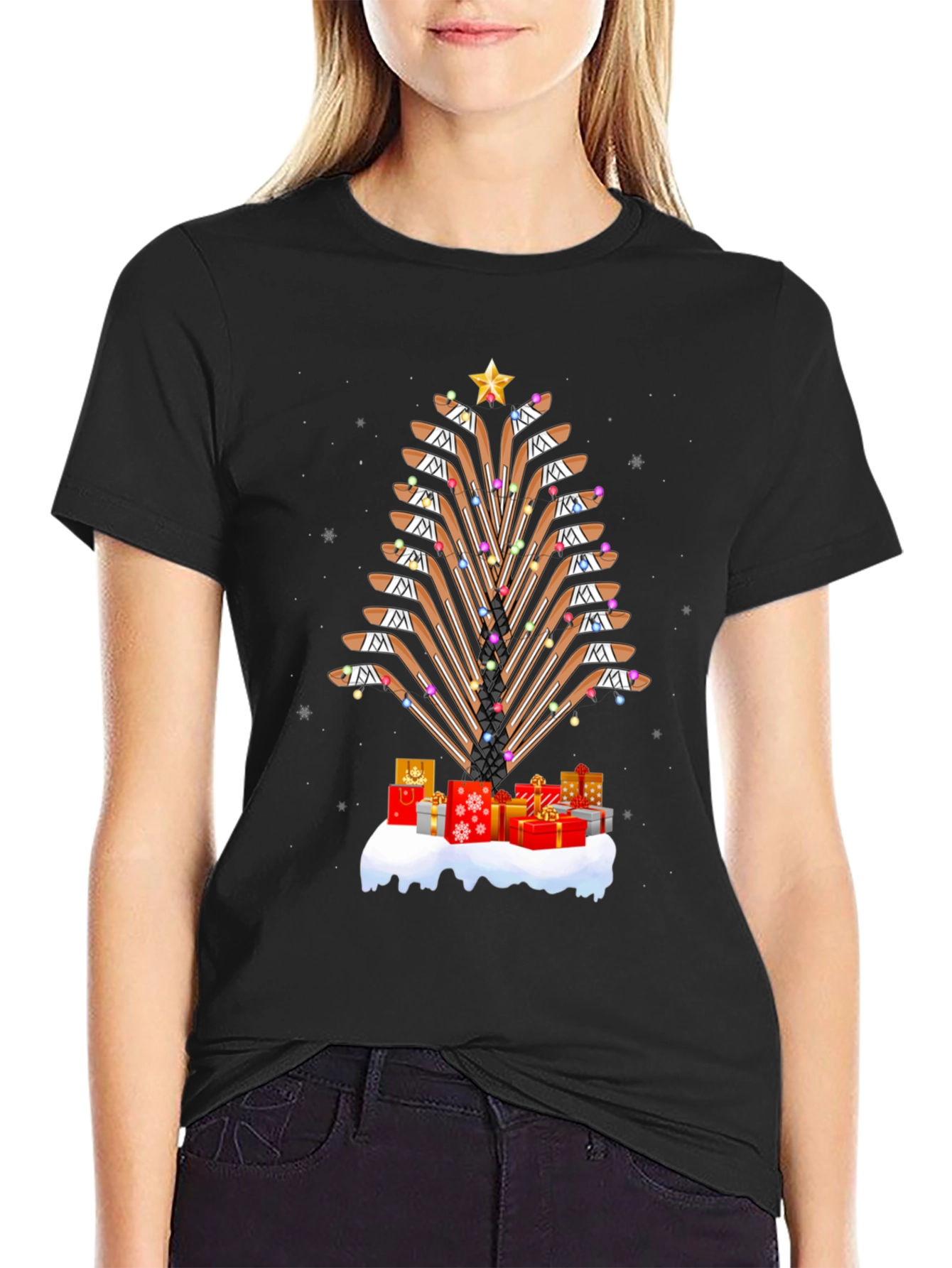 Hockey Sticks Christmas Tree T-Shirt