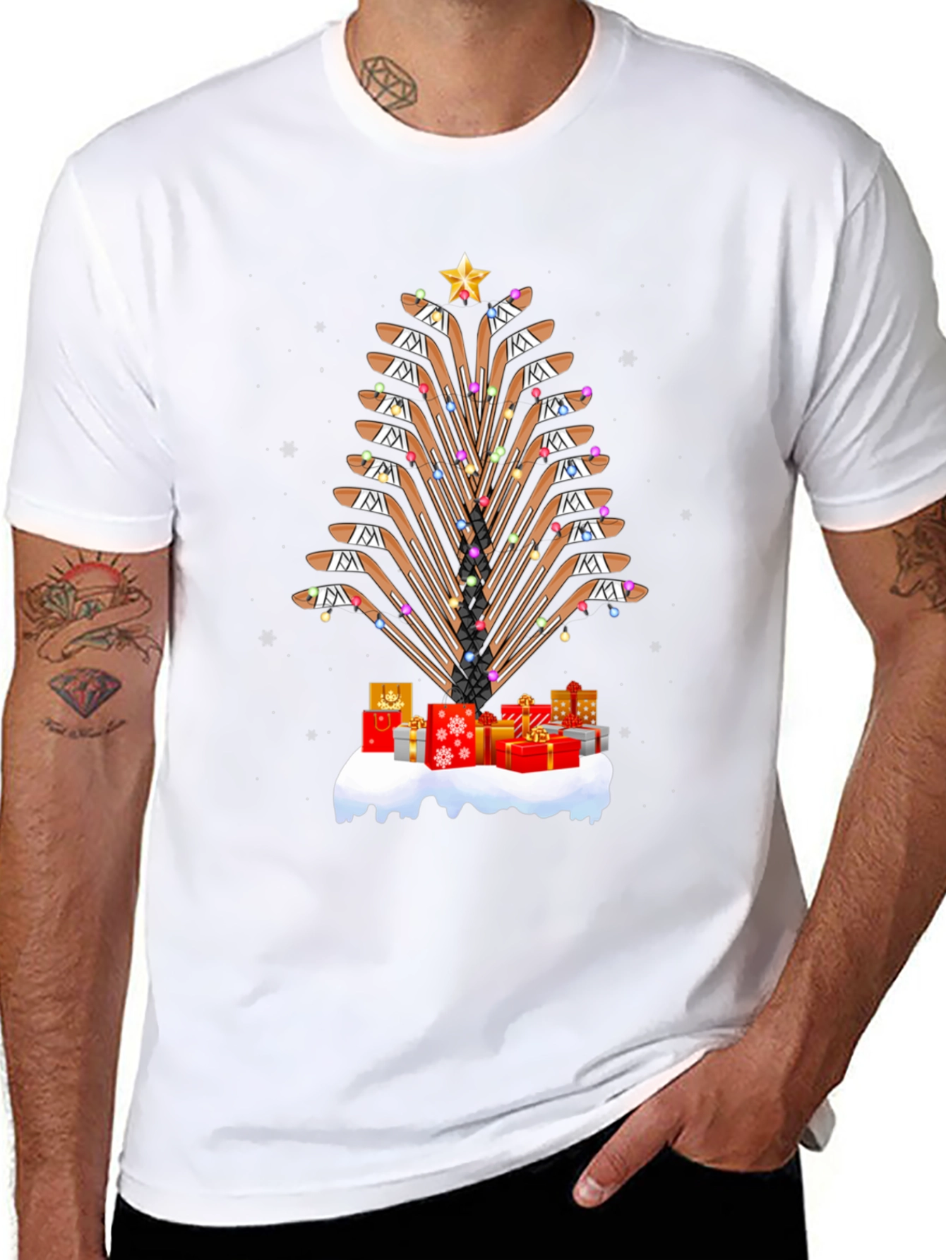 Hockey Sticks Christmas Tree T-Shirt