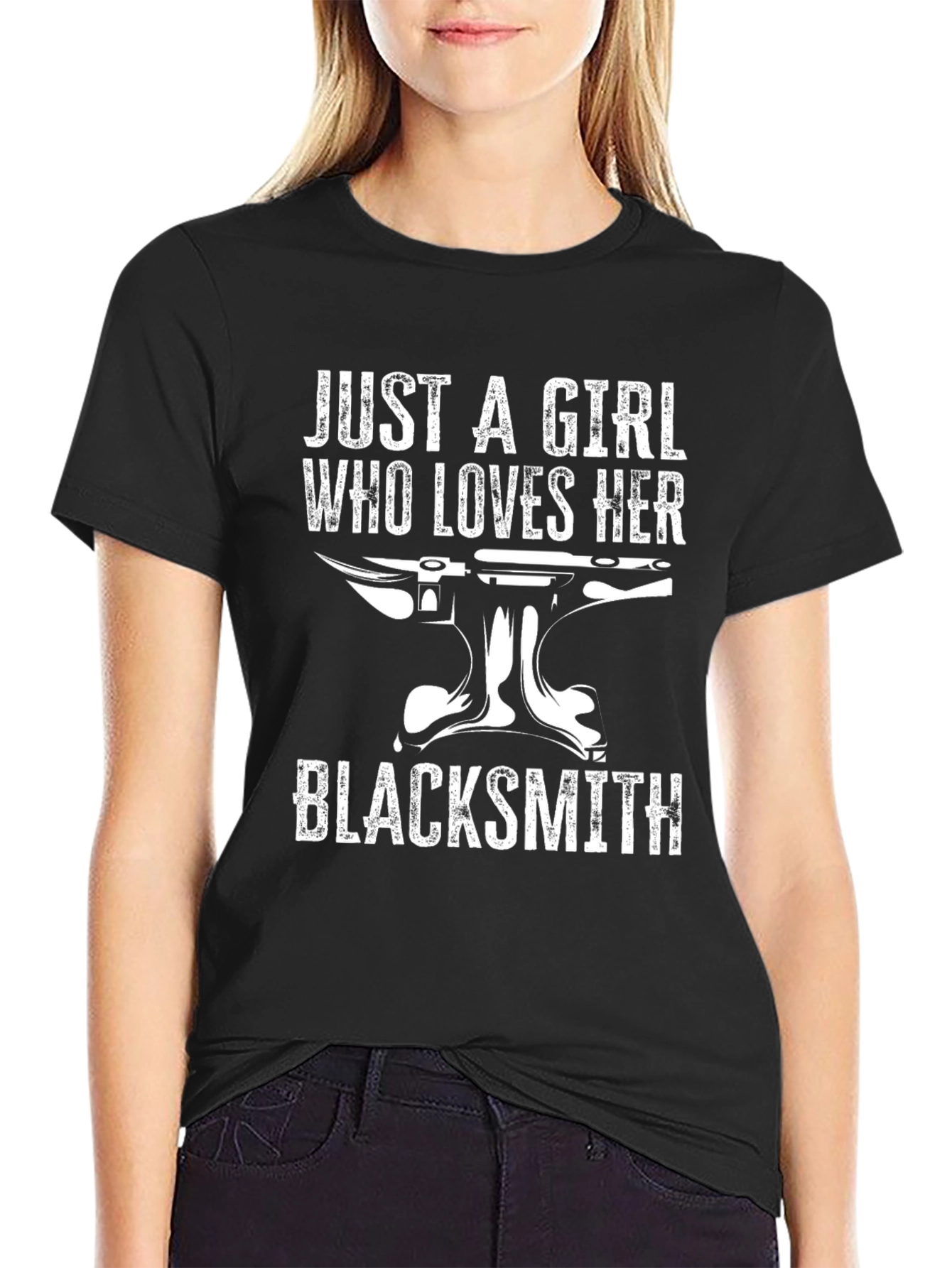 Girl Loves Her Blacksmith T-Shirt Anvil Graphic Tee