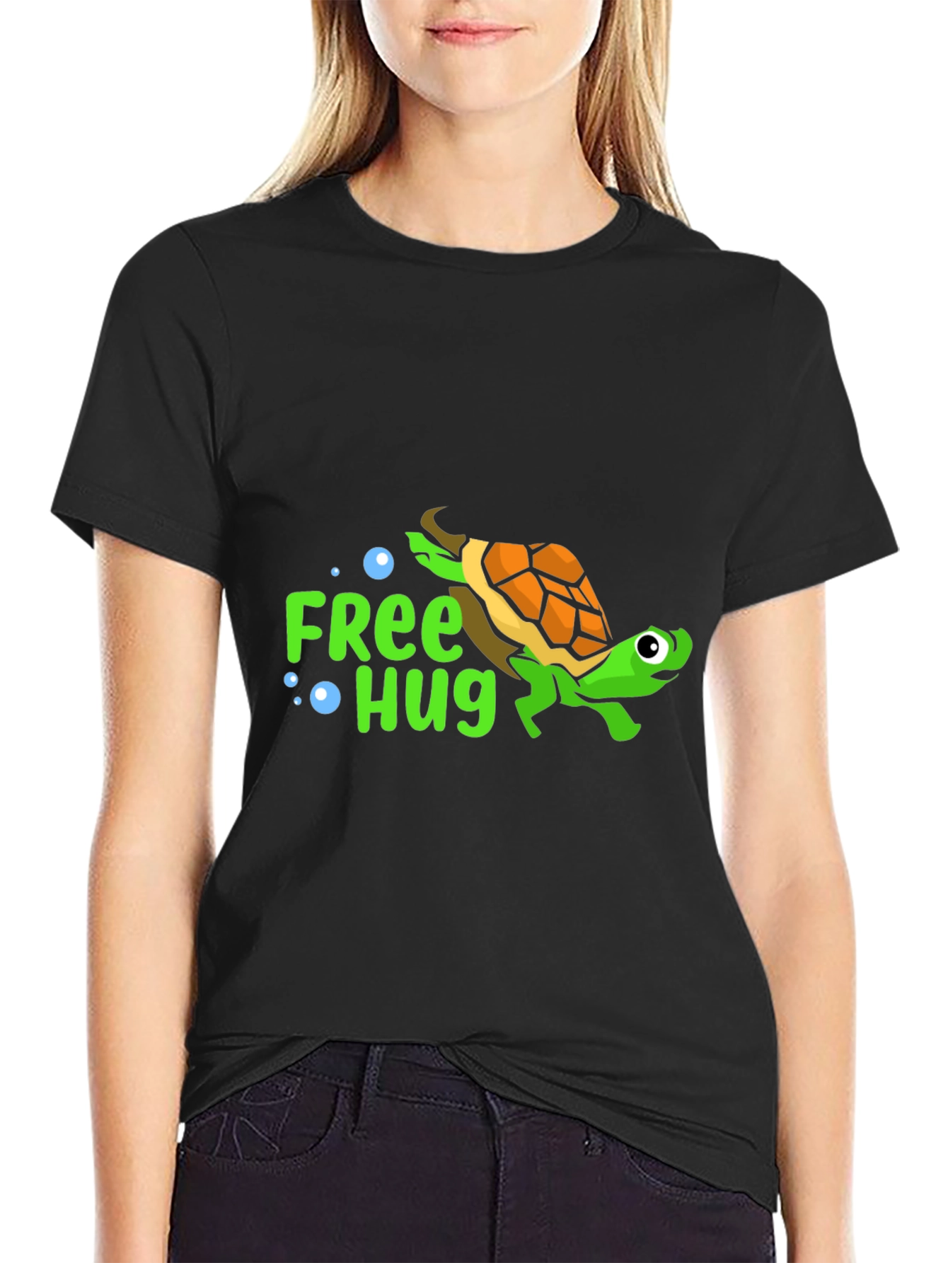 Free Hug Turtle T-Shirt - Cartoon Design