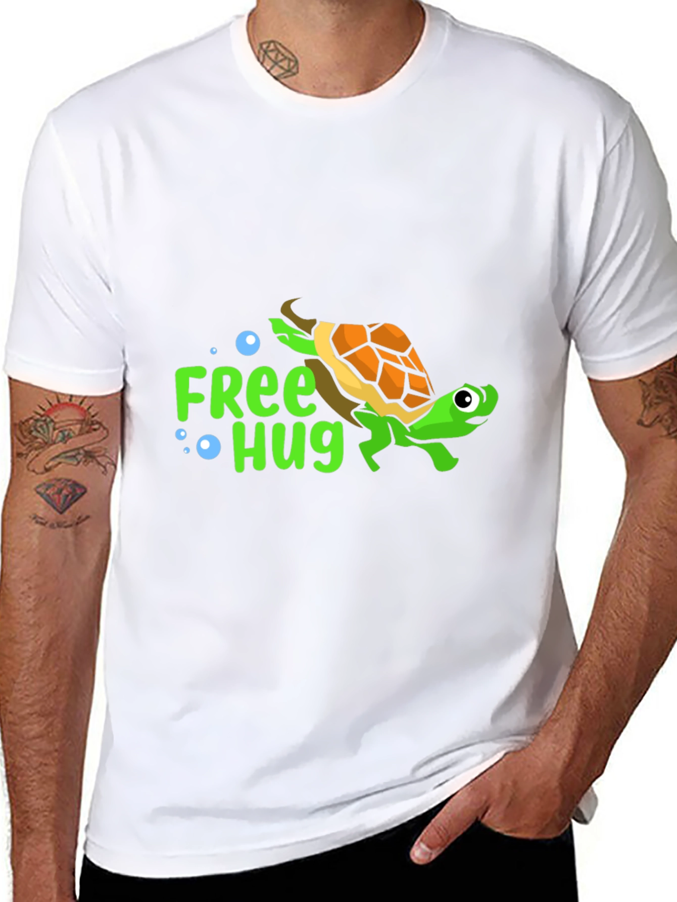 Free Hug Turtle T-Shirt - Cartoon Design
