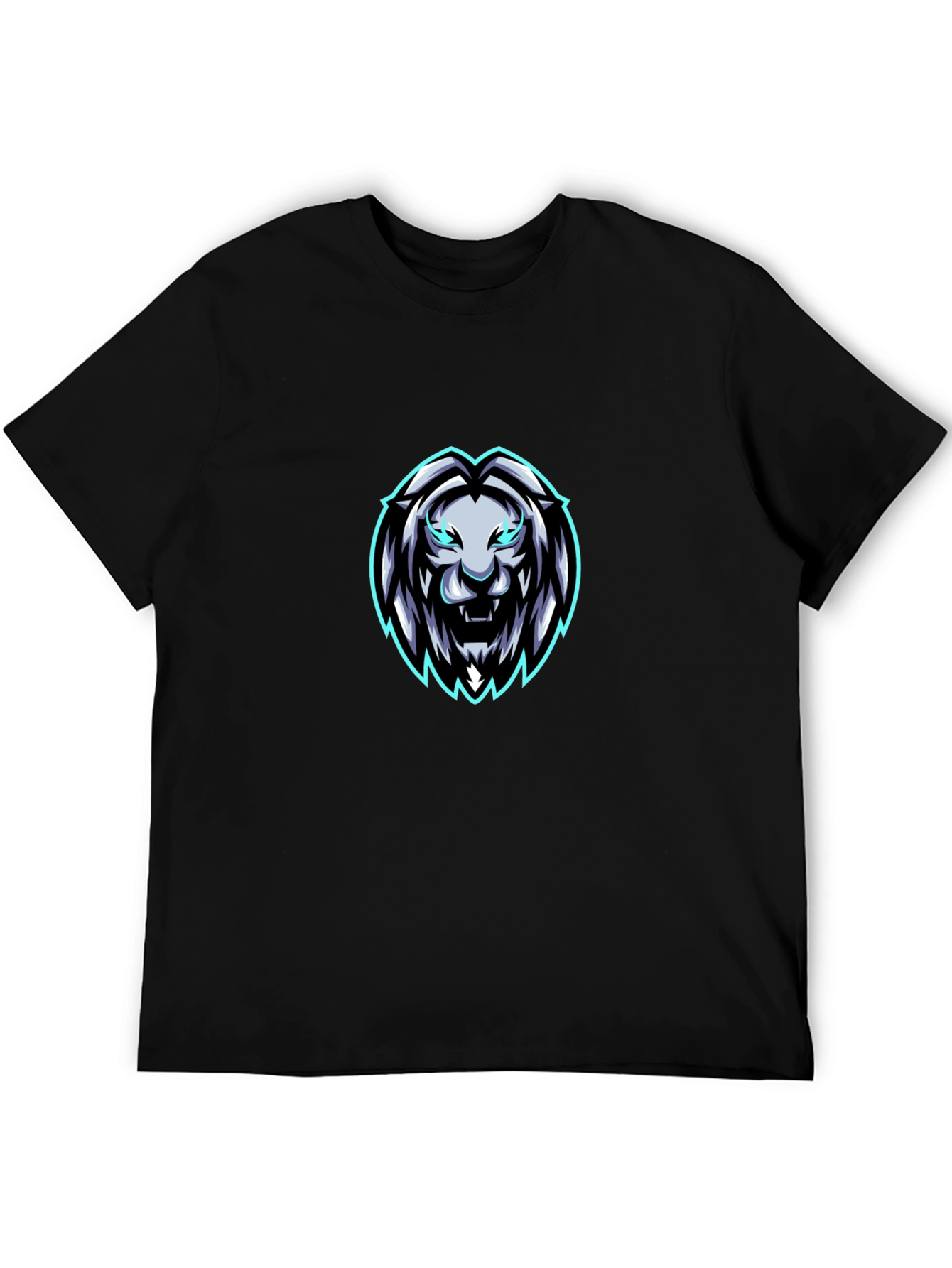 Mens Black Lion Graphic T-Shirt