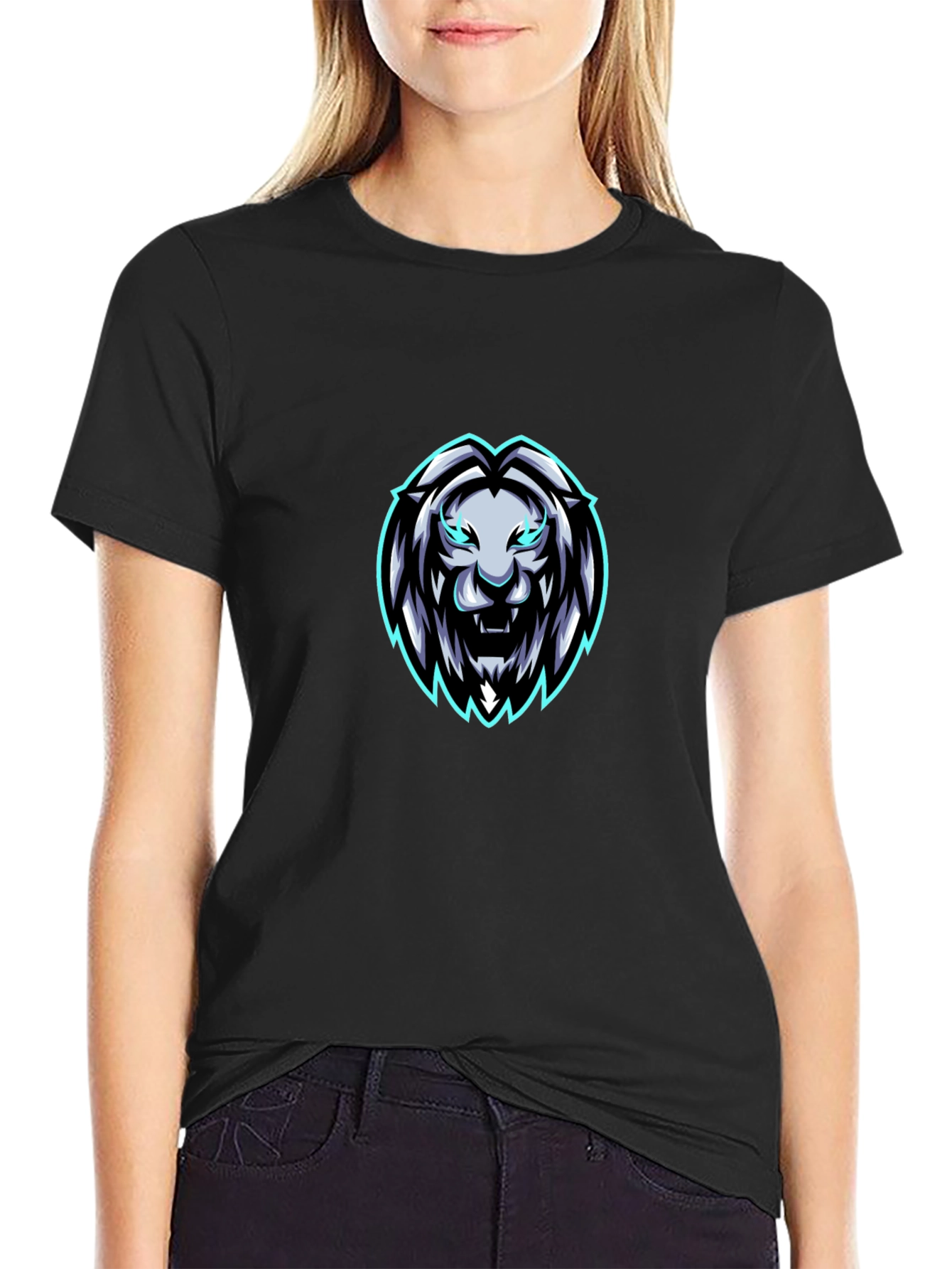 Mens Black Lion Graphic T-Shirt