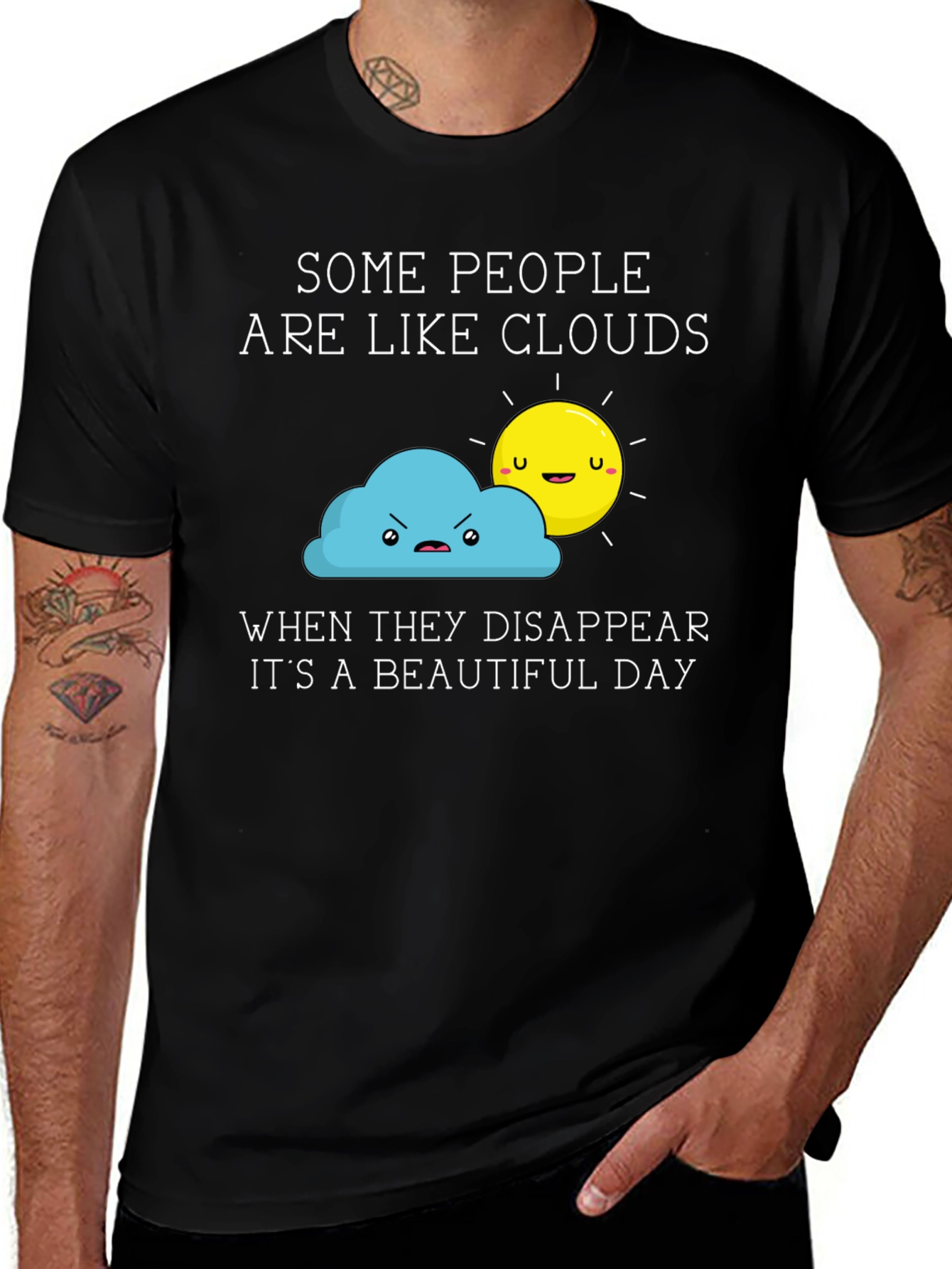 Funny Clouds & Sun Graphic T-Shirt