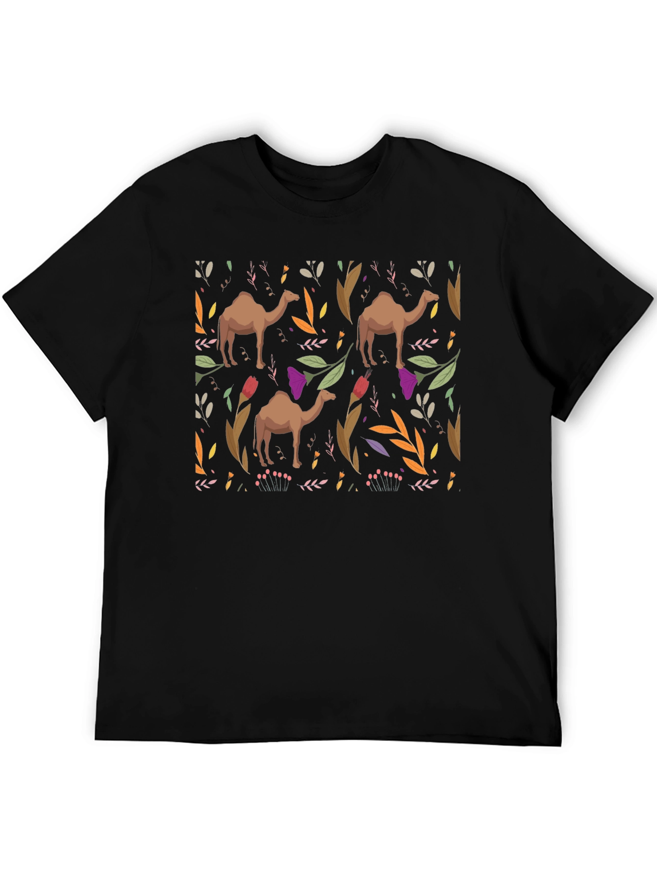 Camel Pattern Black T-Shirt