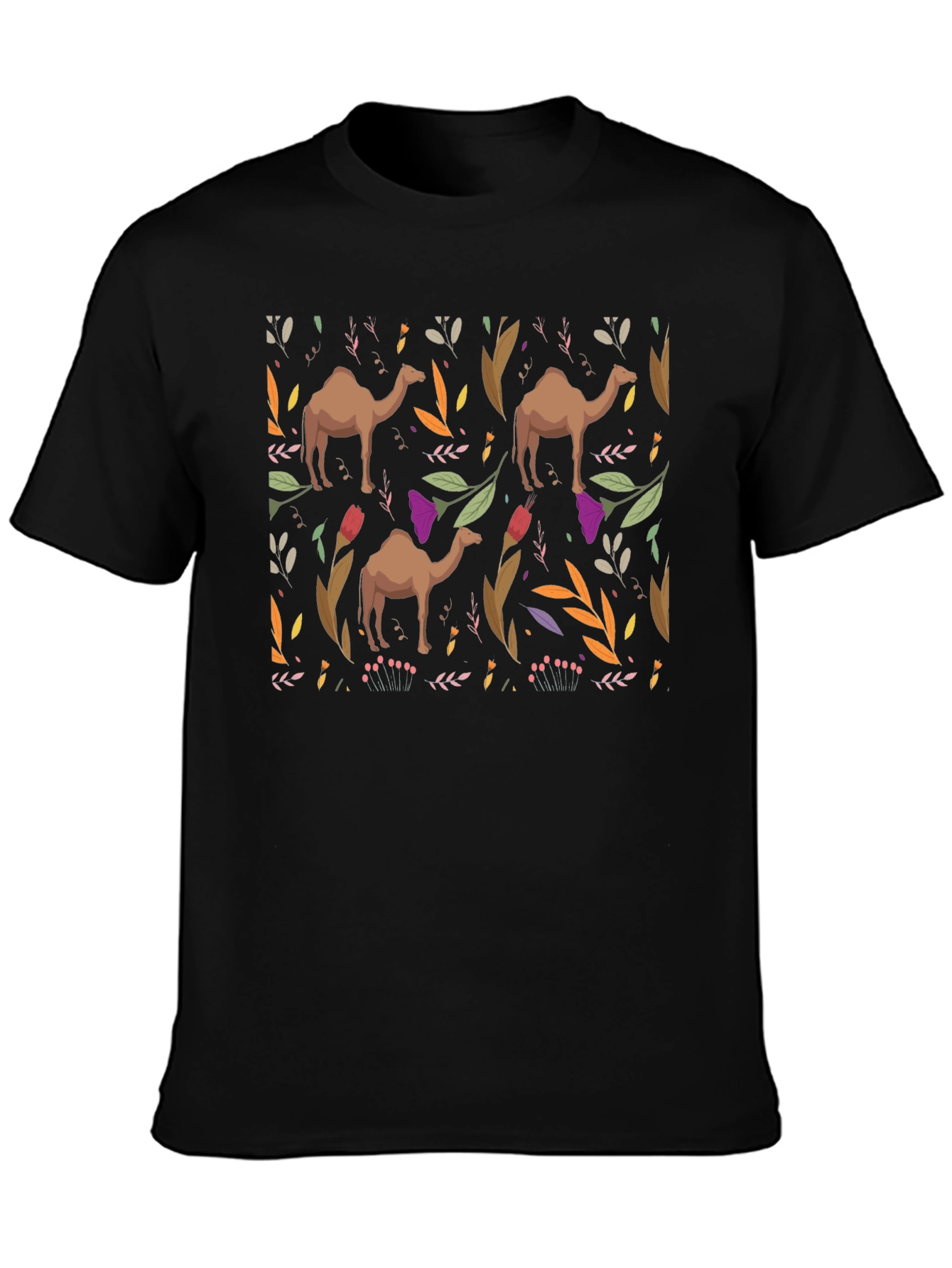 Camel Pattern Black T-Shirt
