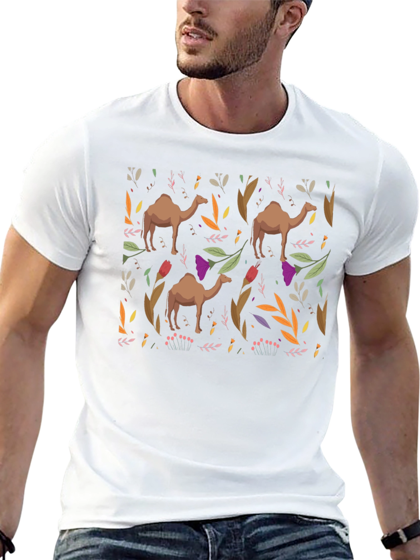 Camel Pattern Black T-Shirt