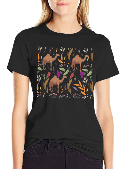 Camel Pattern Black T-Shirt