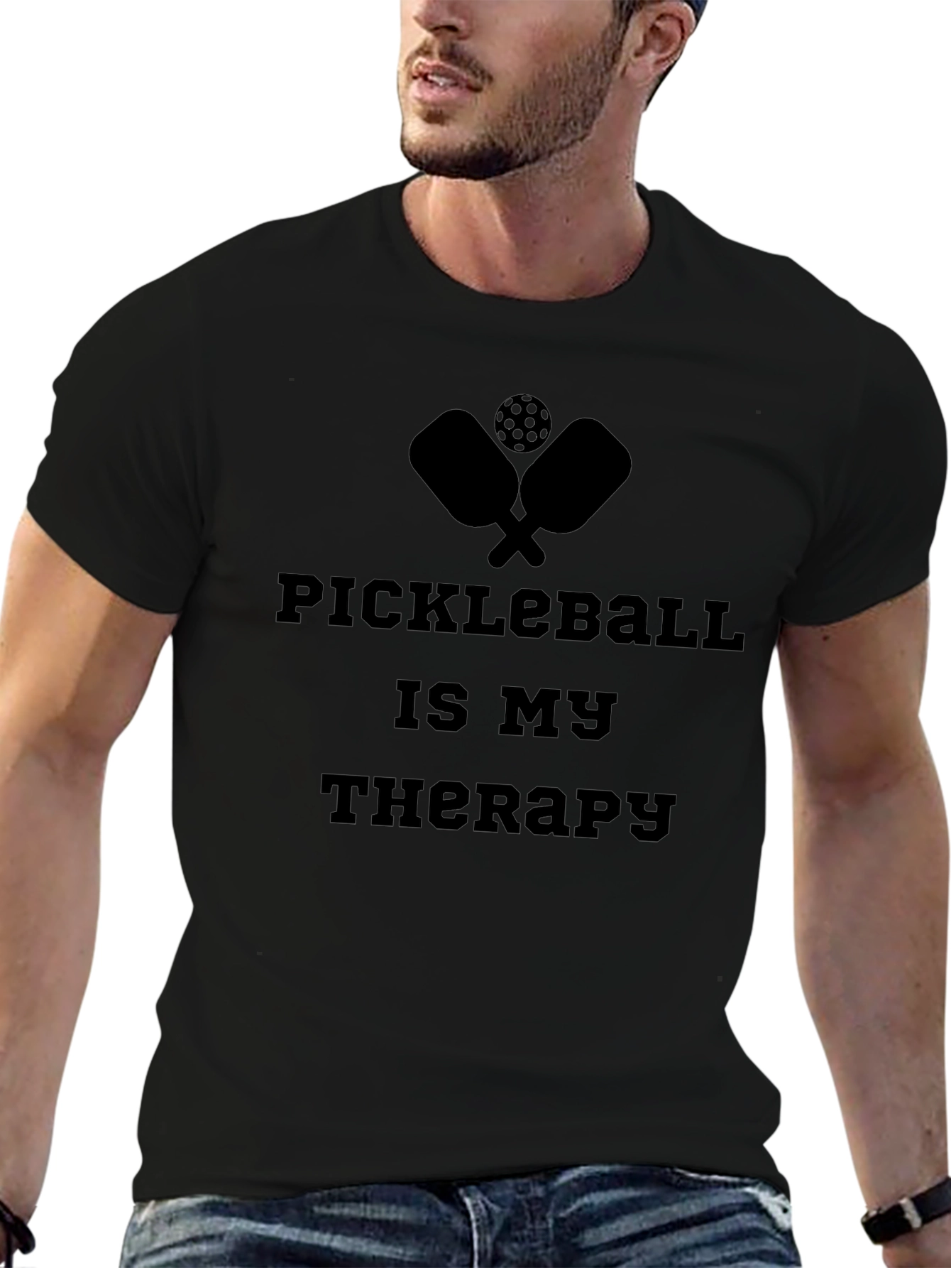 Pickleball Therapy T-Shirt - Black Sporty Tee