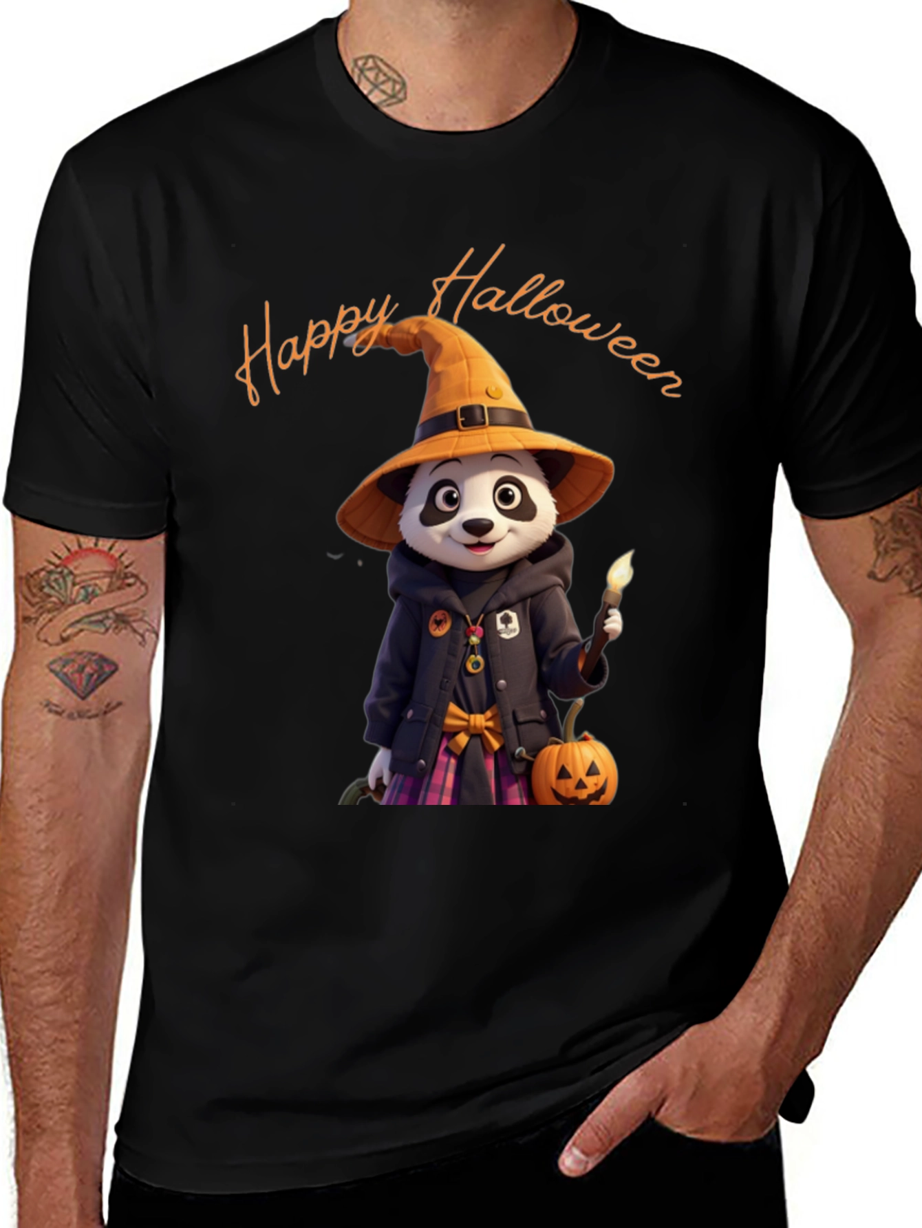 Halloween Panda Graphic T-Shirt