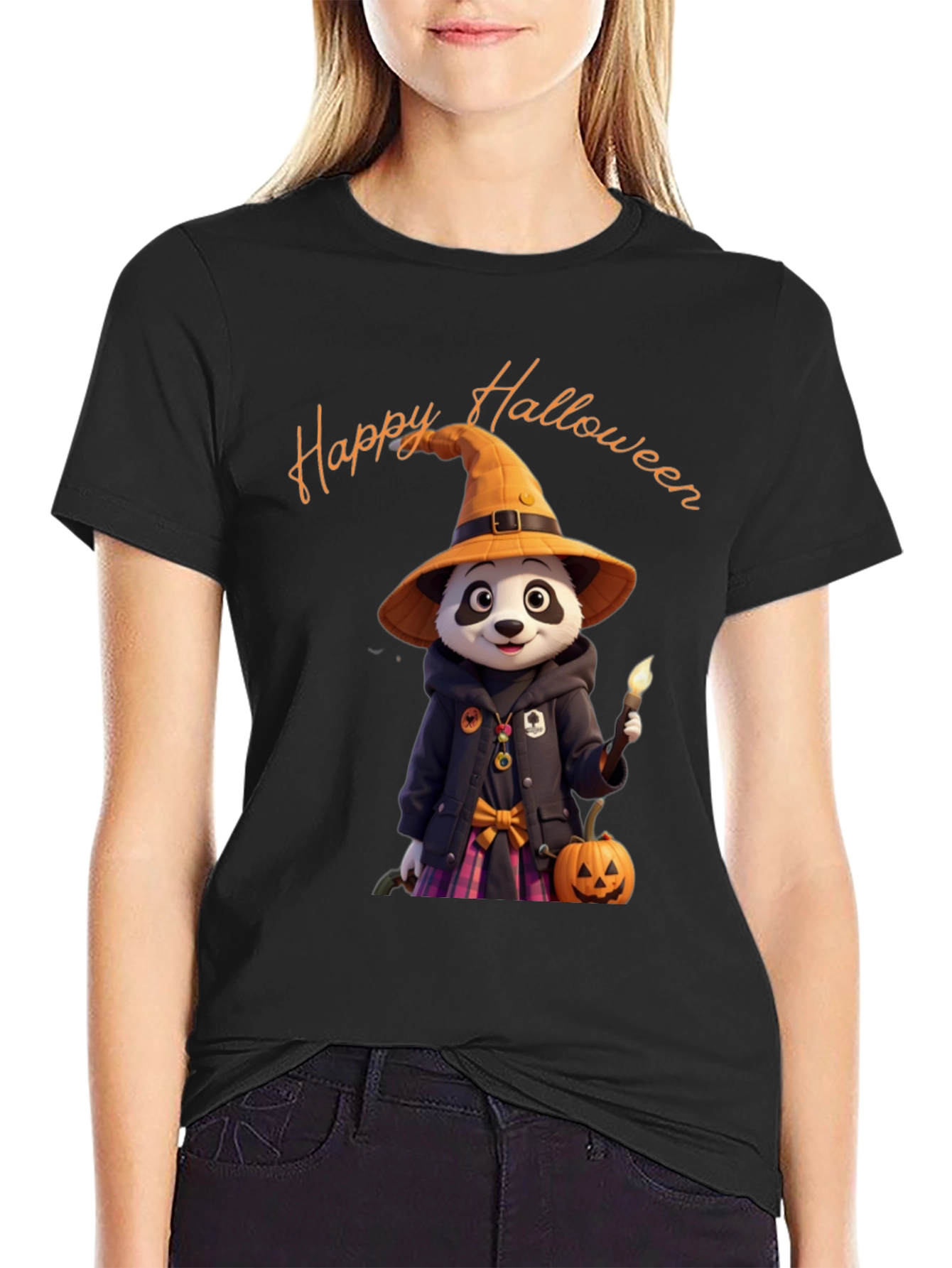 Halloween Panda Graphic T-Shirt
