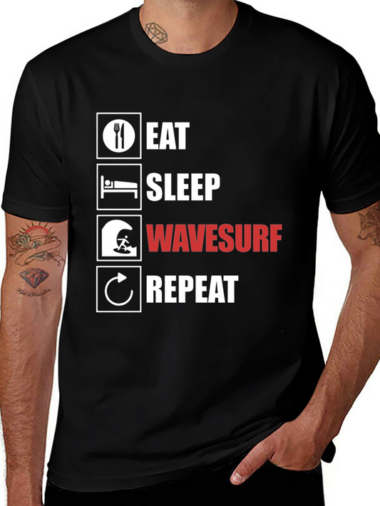 Eat Sleep Wavesurf Repeat Graphic T-Shirt