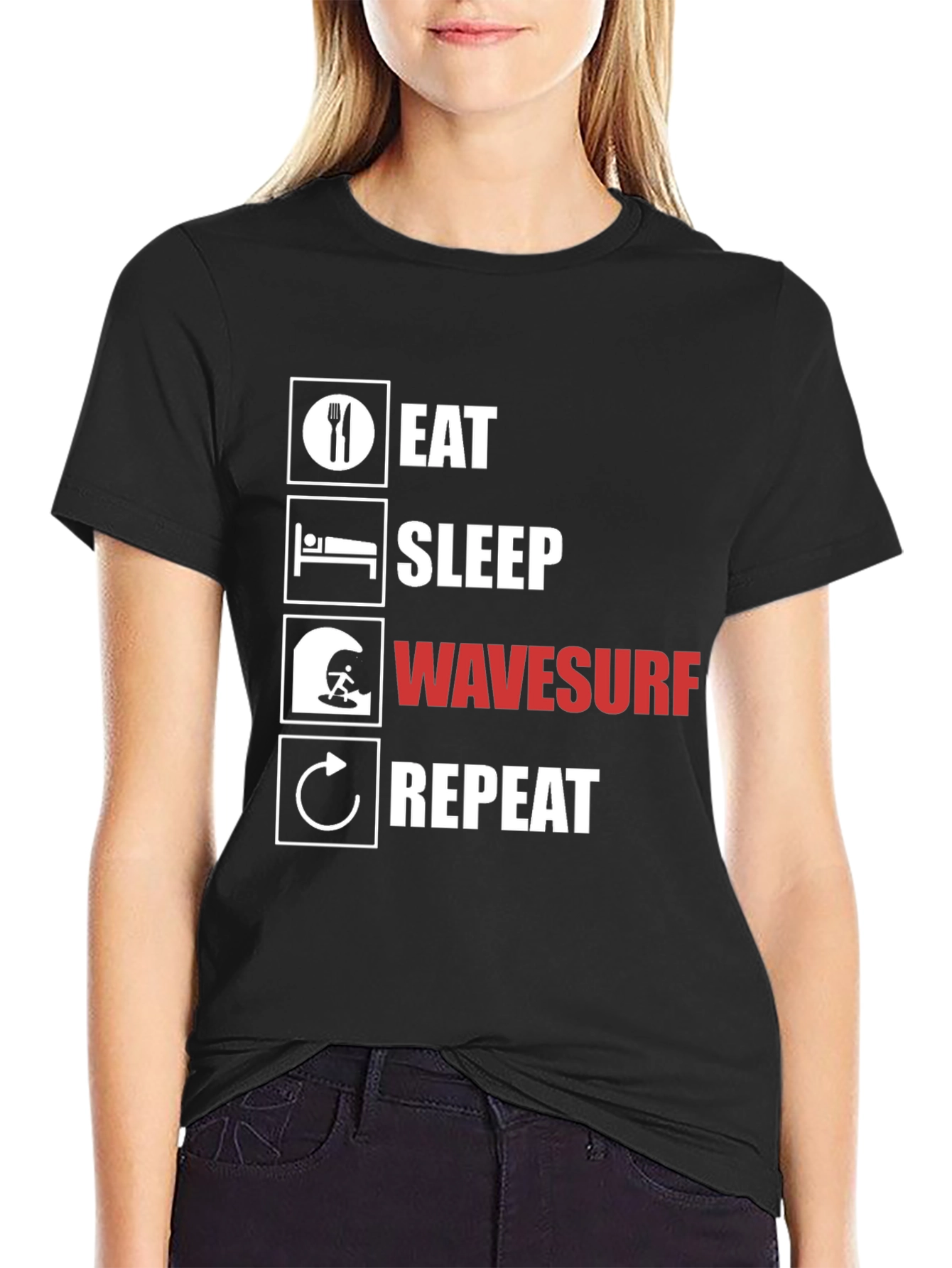 Eat Sleep Wavesurf Repeat Graphic T-Shirt