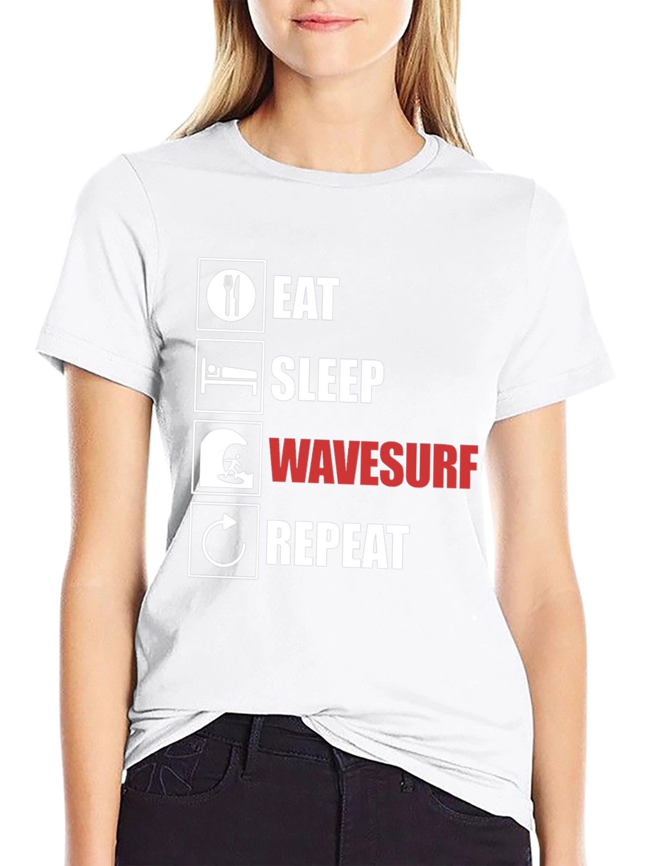 Eat Sleep Wavesurf Repeat Graphic T-Shirt
