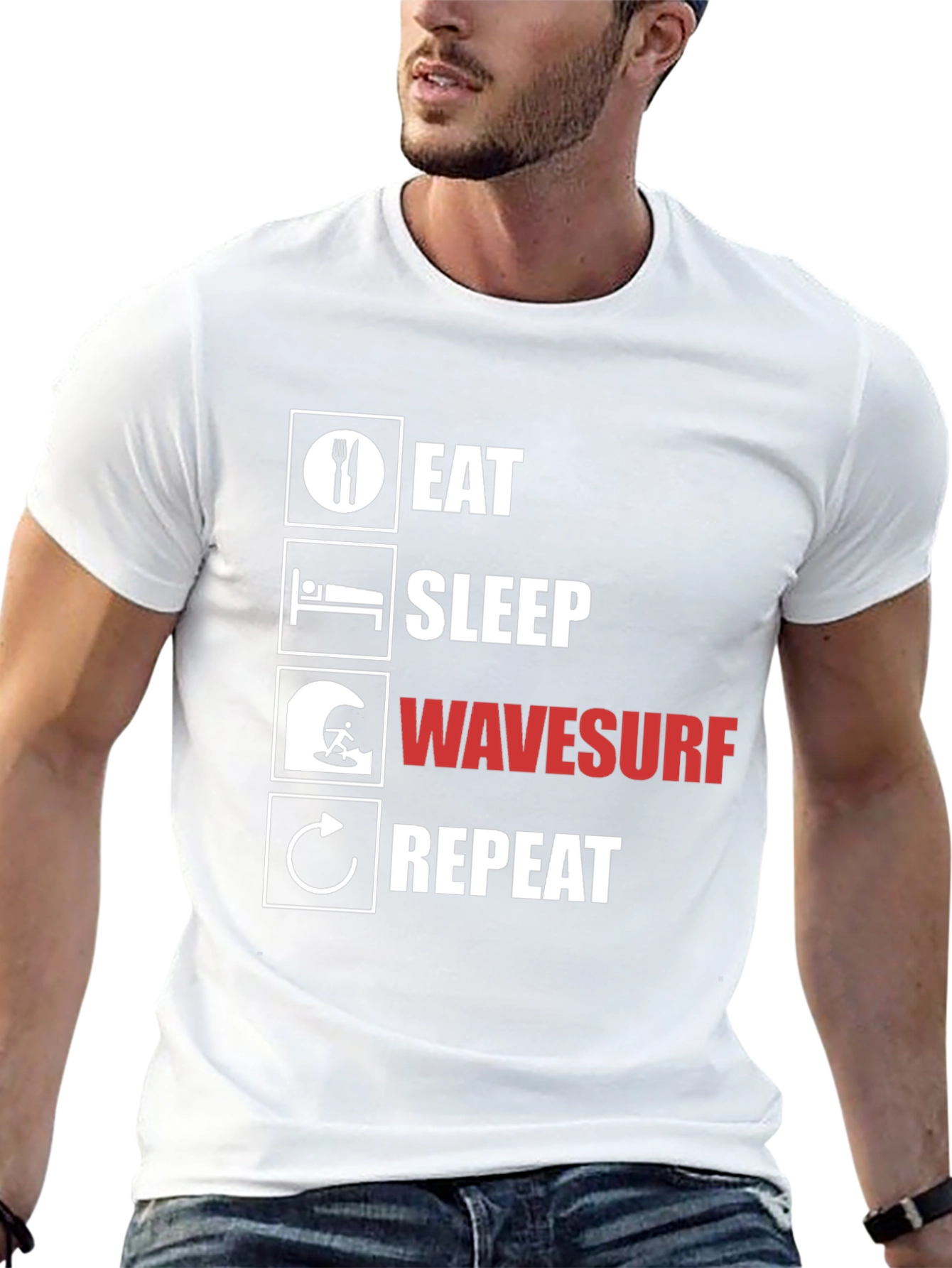 Eat Sleep Wavesurf Repeat Graphic T-Shirt