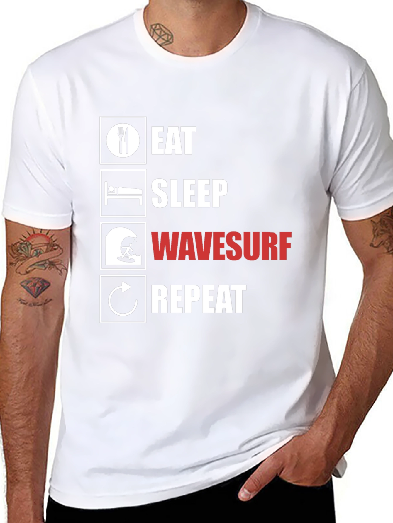 Eat Sleep Wavesurf Repeat Graphic T-Shirt