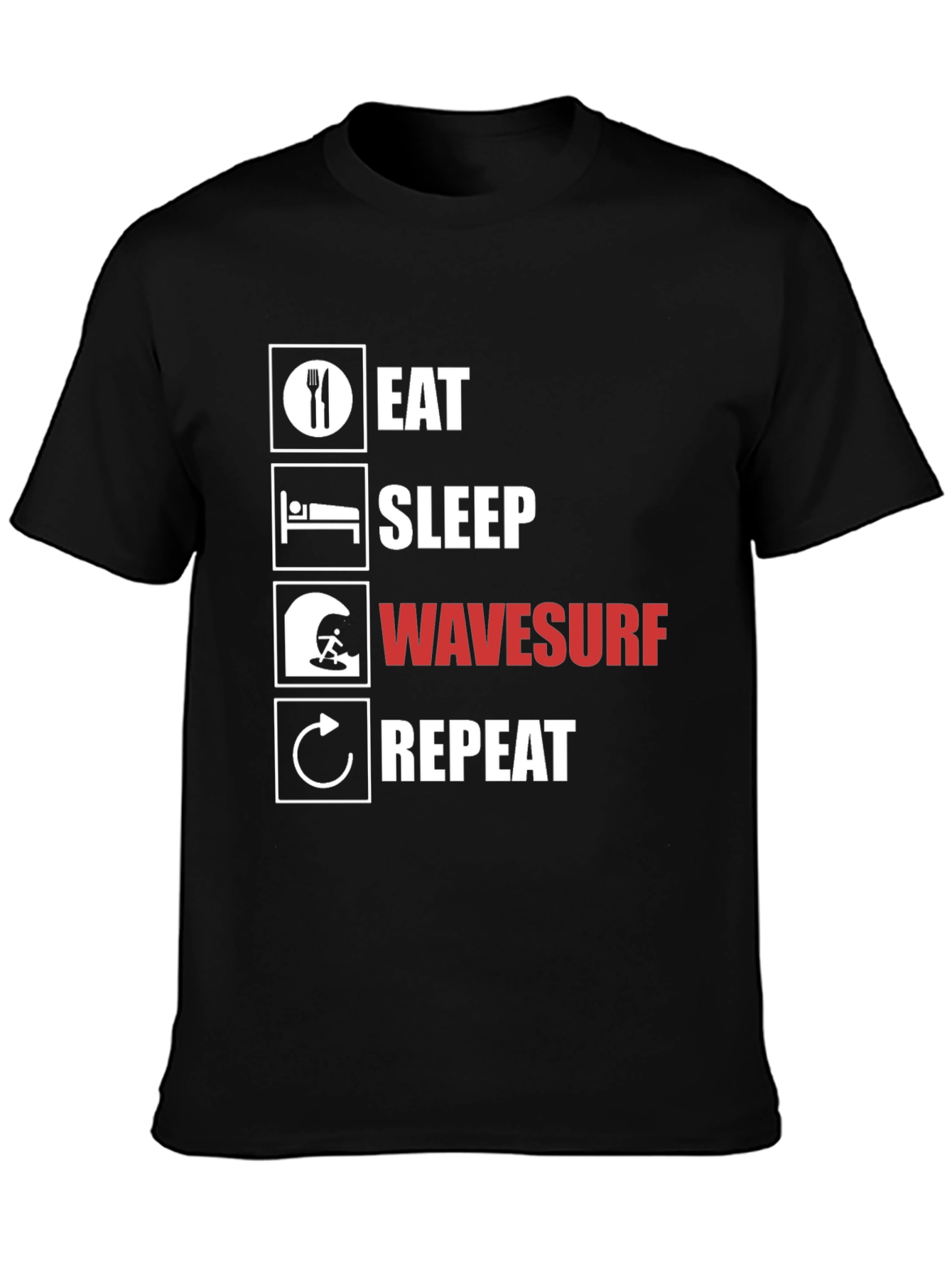 Eat Sleep Wavesurf Repeat Graphic T-Shirt