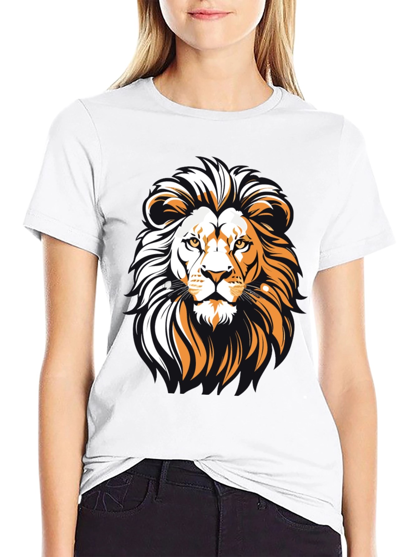 Lion Graphic Print Black T-Shirt