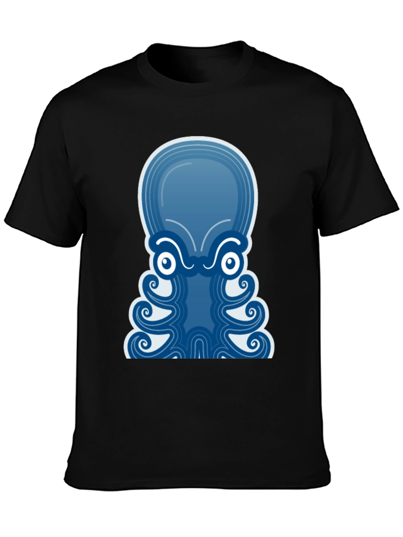 Blue Octopus Graphic Tee - Mens Black T-Shirt