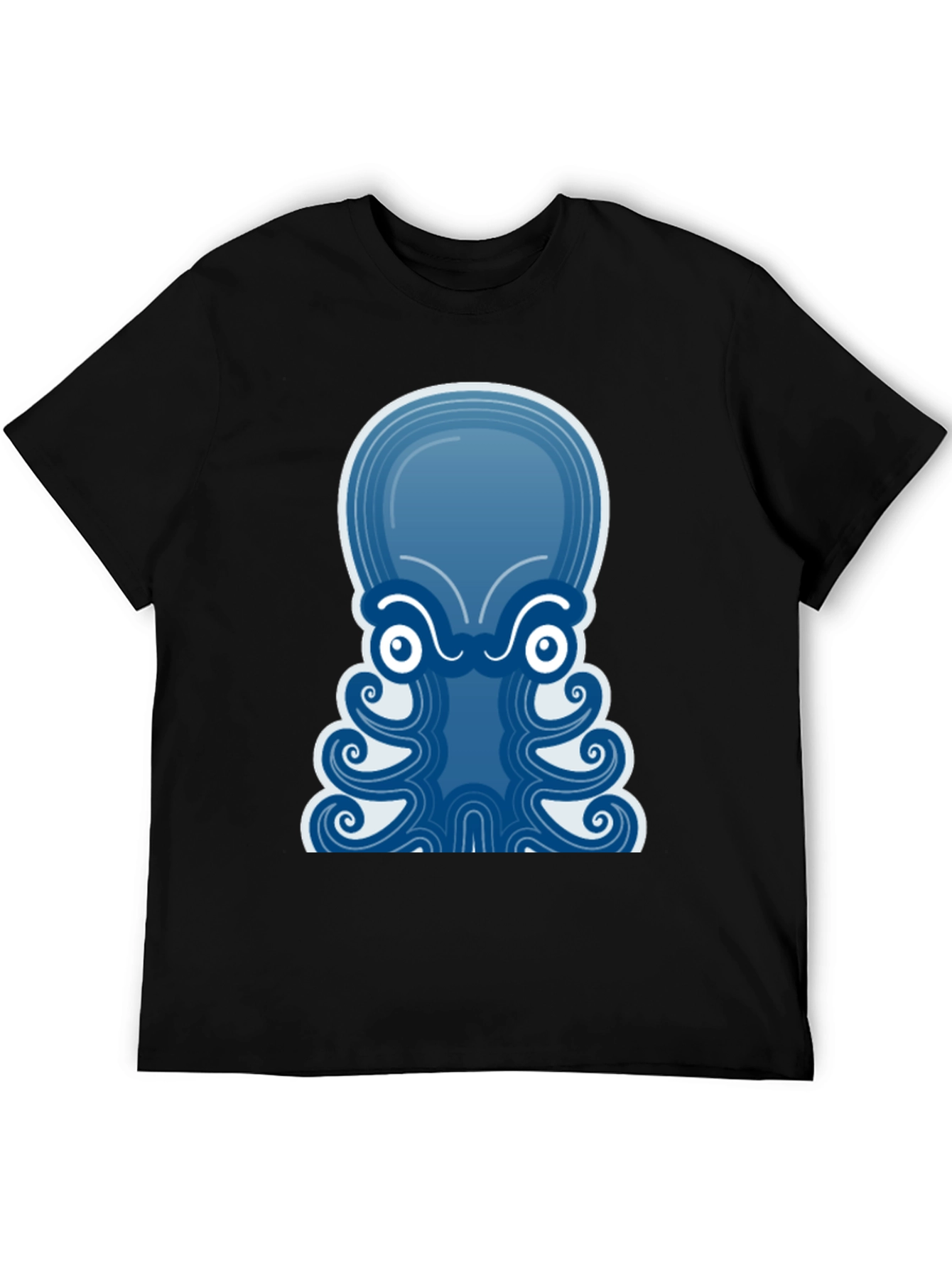 Blue Octopus Graphic Tee - Mens Black T-Shirt
