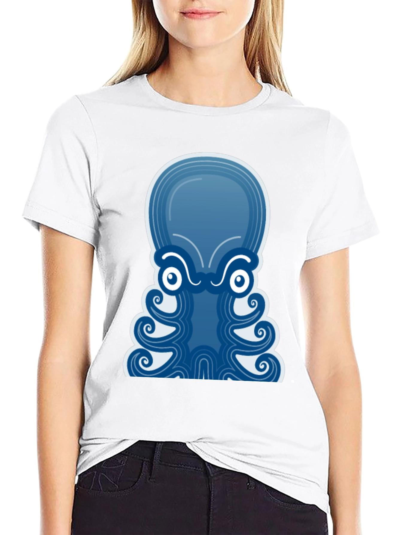 Blue Octopus Graphic Tee - Mens Black T-Shirt