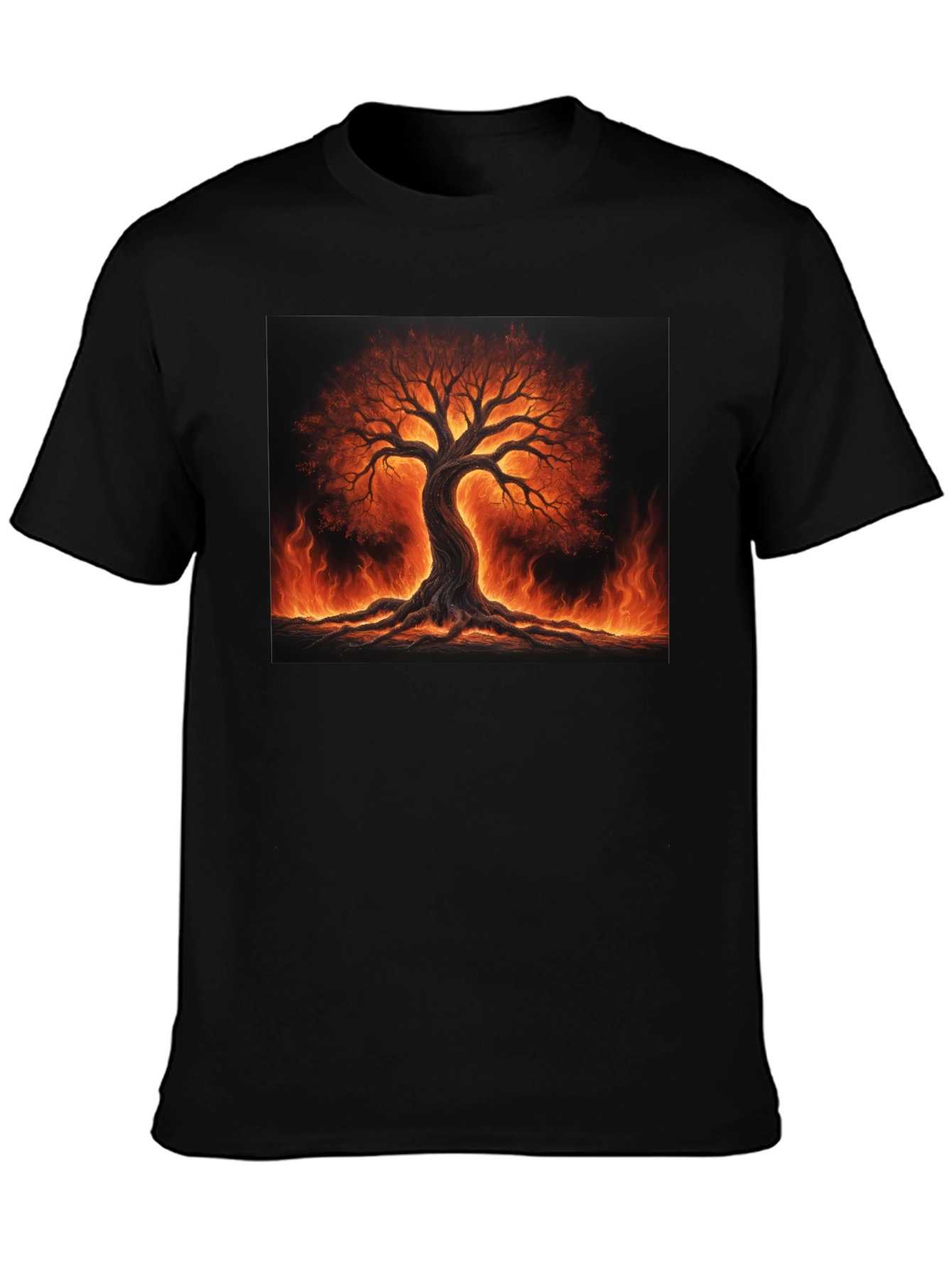Fiery Tree of Life Black T-Shirt