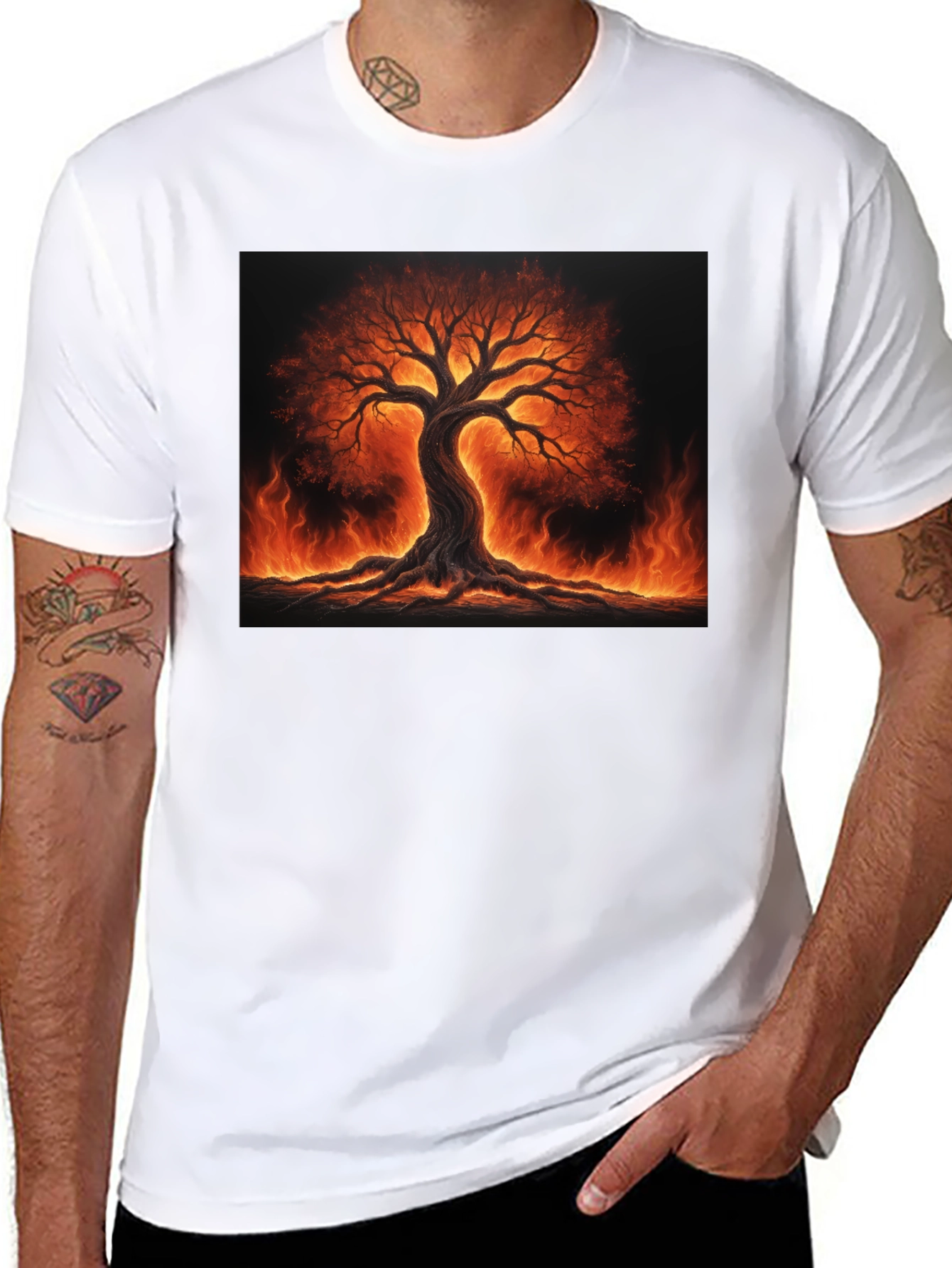 Fiery Tree of Life Black T-Shirt