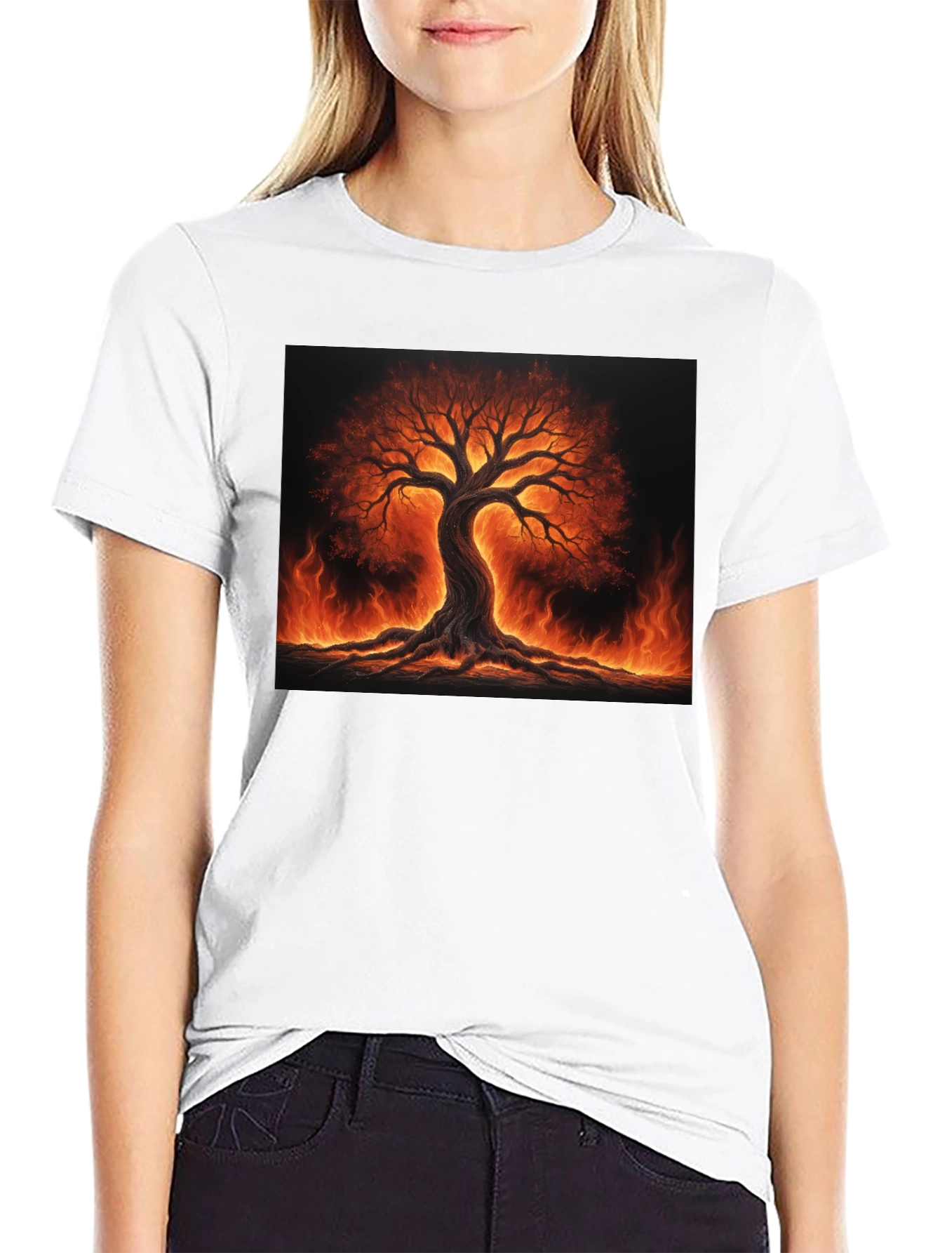 Fiery Tree of Life Black T-Shirt