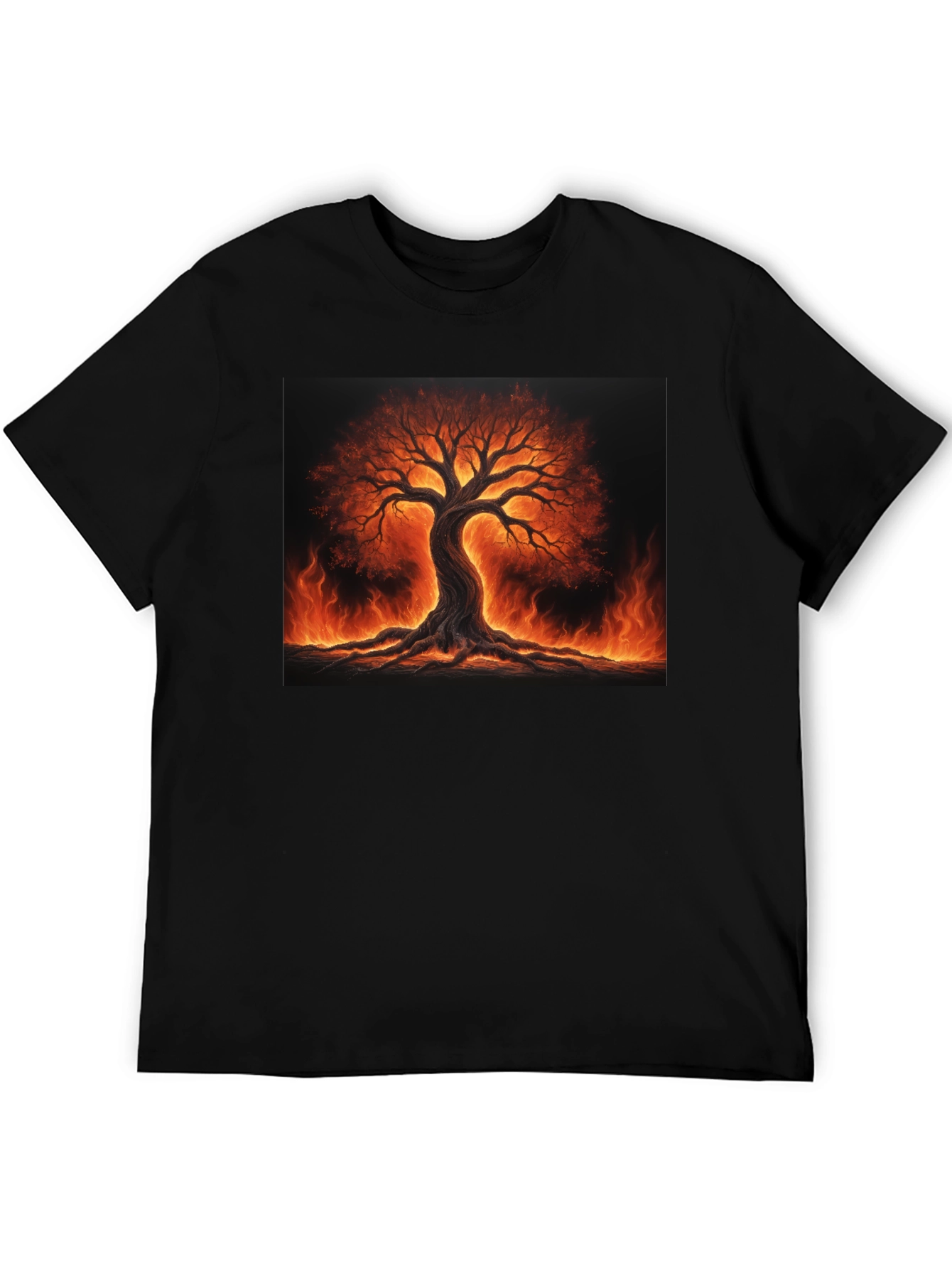 Fiery Tree of Life Black T-Shirt