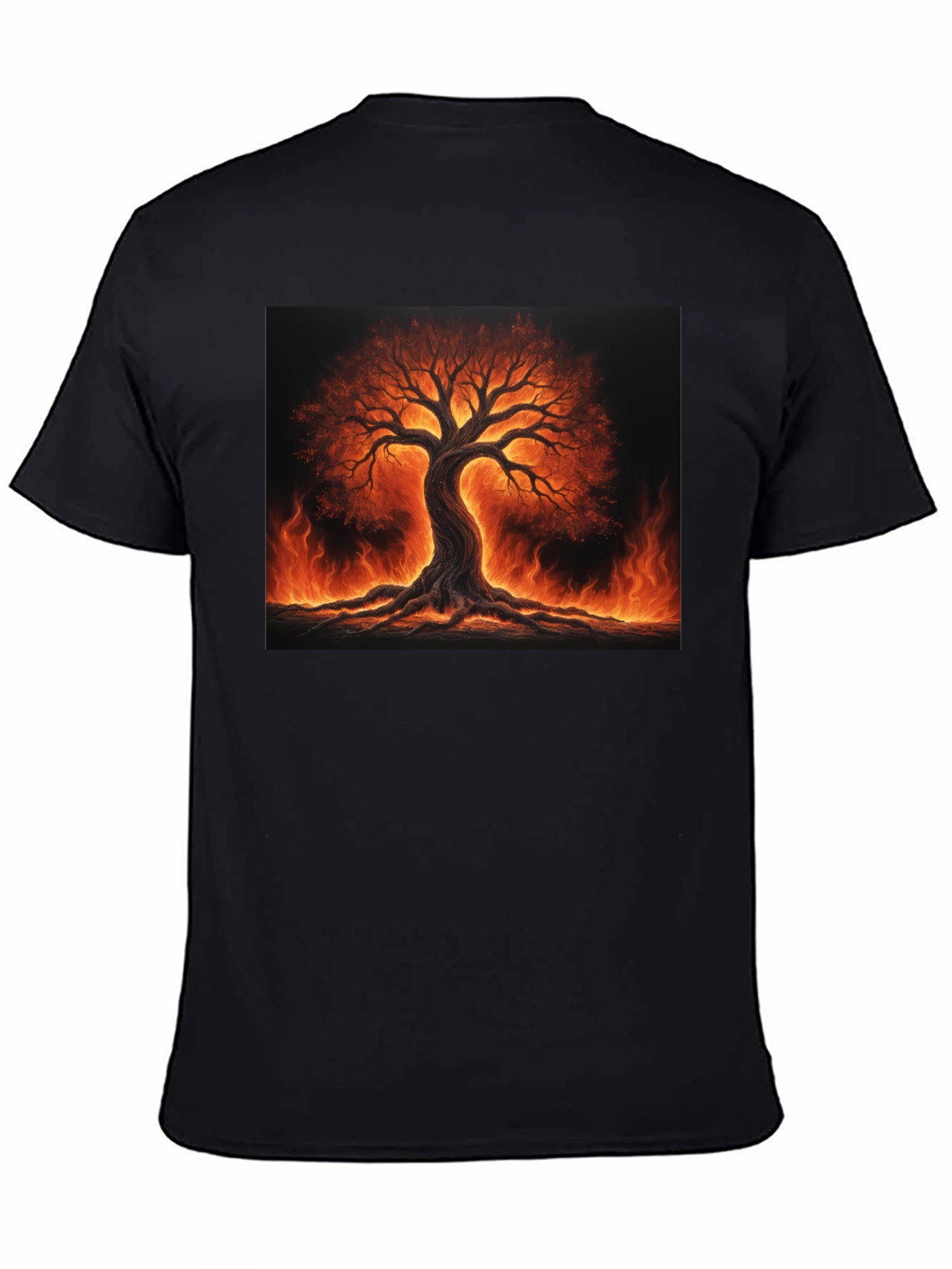 Fiery Tree of Life Black T-Shirt